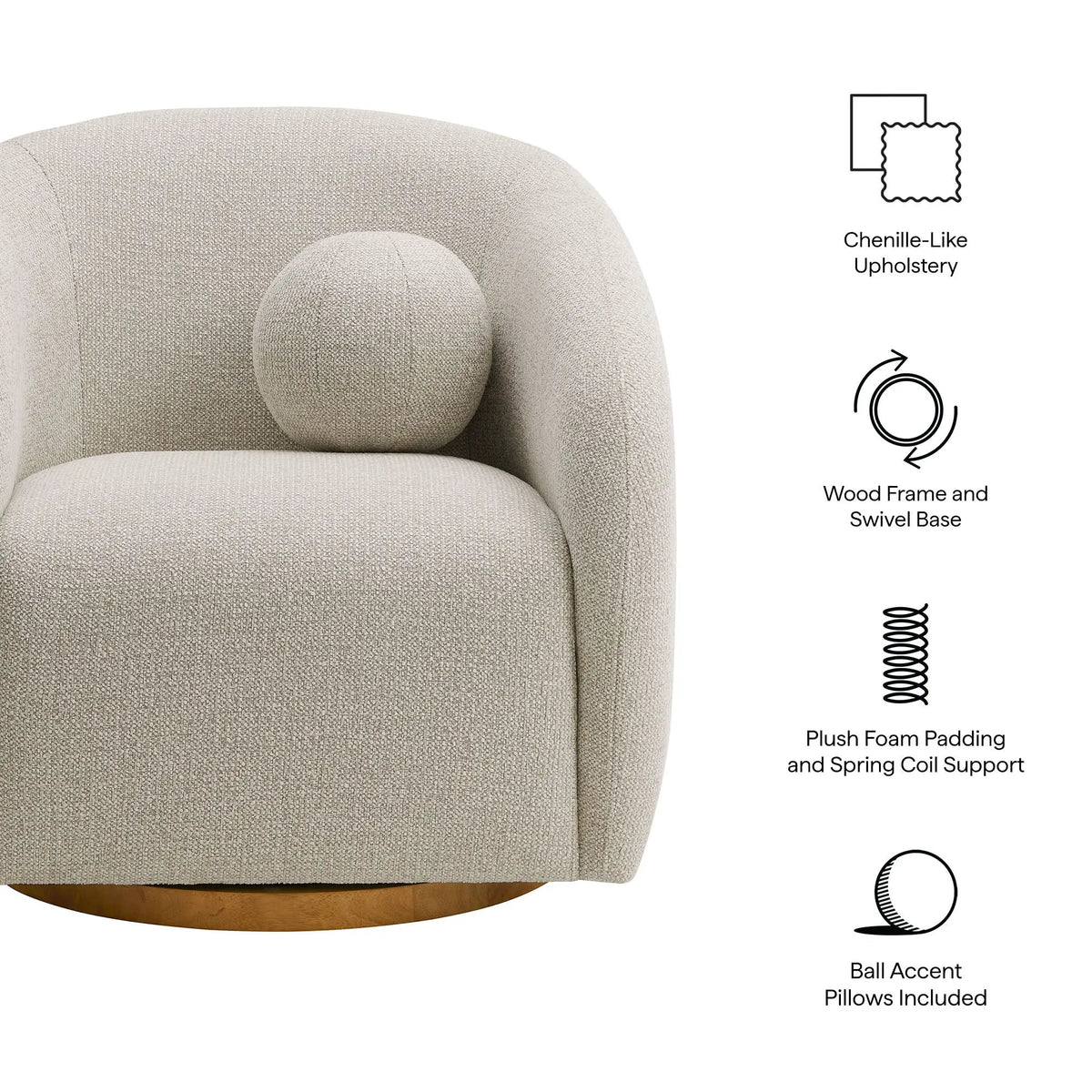 Holland Swivel Chenille Fabric Armchair by Modway by HouseOfZazla