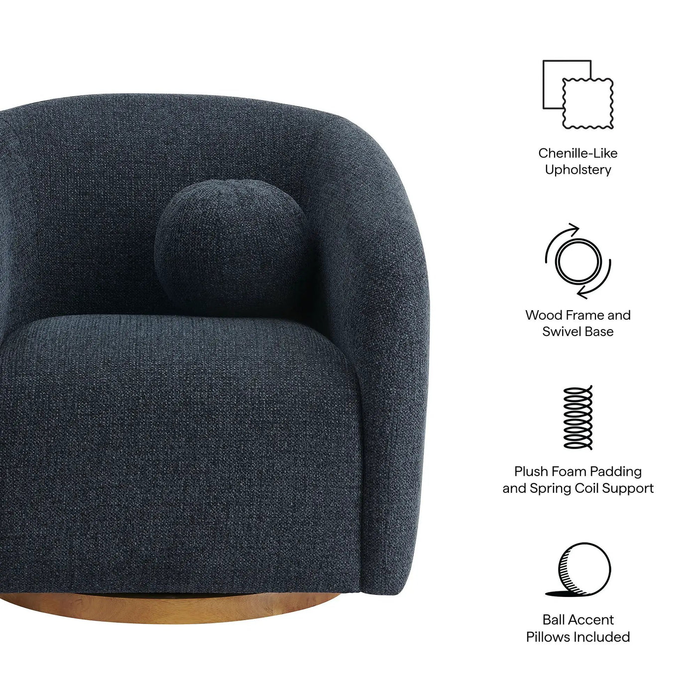 Holland Swivel Chenille Fabric Armchair by Modway by HouseOfZazla
