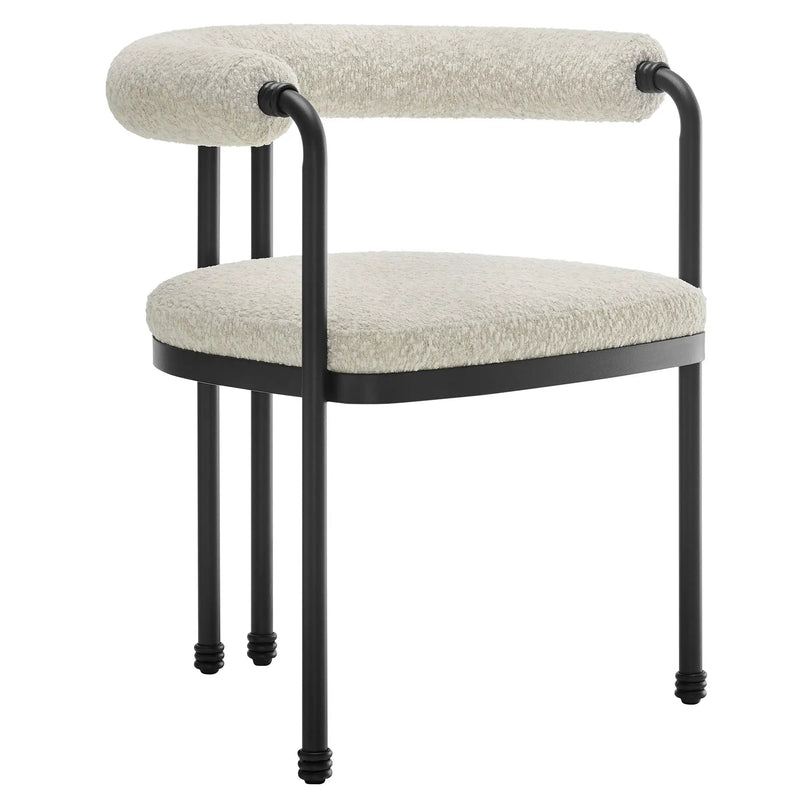 Turin Curved Back Boucle and Metal Dining Accent Chair by Modway by HouseOfZazla