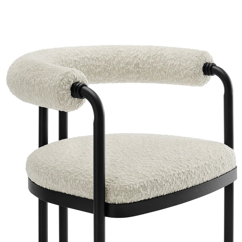 Turin Curved Back Boucle and Metal Counter Stool by Modway by HouseOfZazla