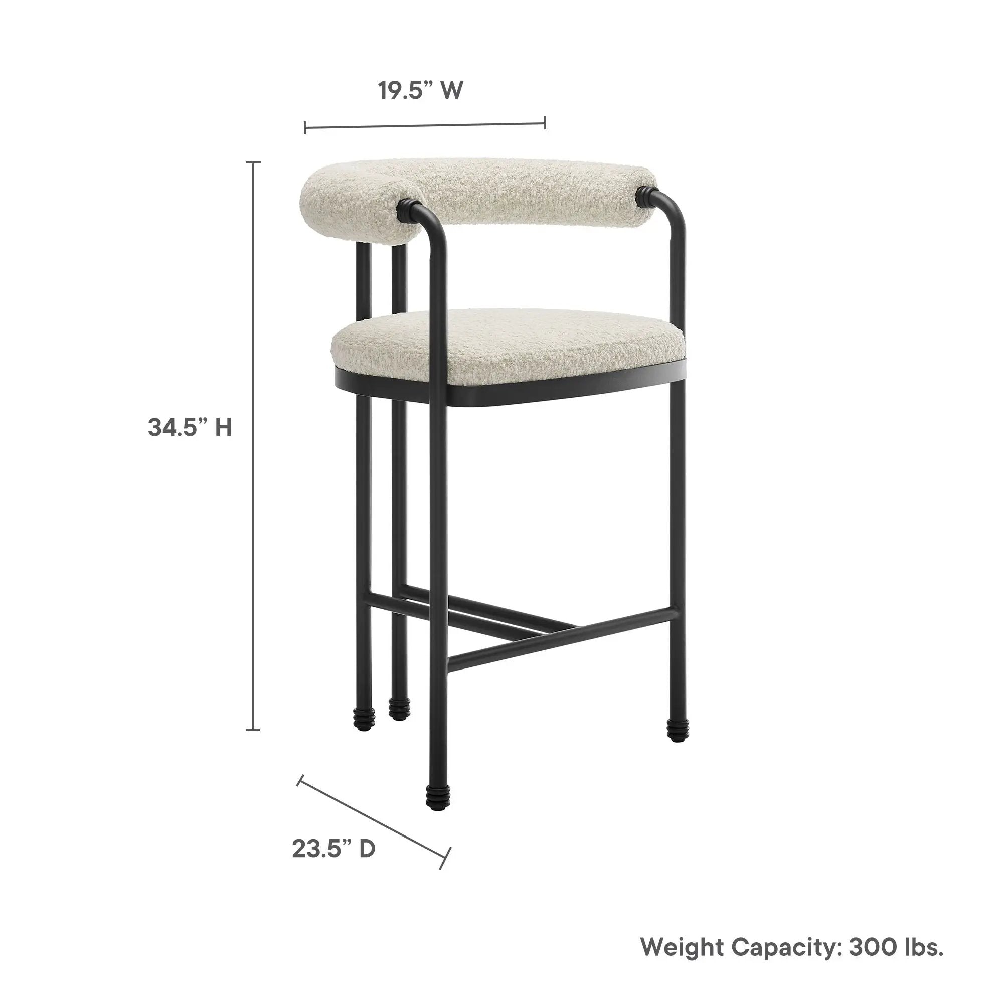 Turin Curved Back Boucle and Metal Counter Stool by Modway by HouseOfZazla