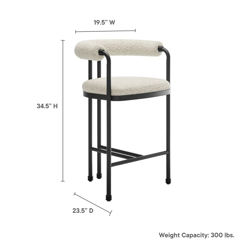 Turin Curved Back Boucle and Metal Counter Stool by Modway by HouseOfZazla