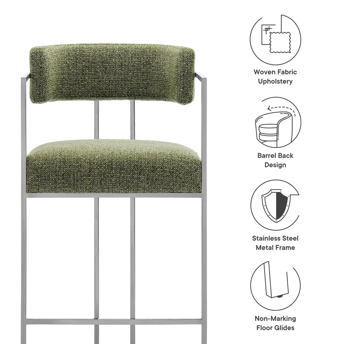 Huron Curved Back Fabric and Metal Counter Stool by Modway by HouseOfZazla