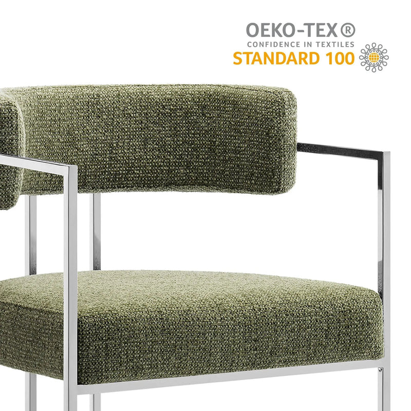 Huron Curved Back Fabric and Metal Dining Accent Chair by HouseOfZazla