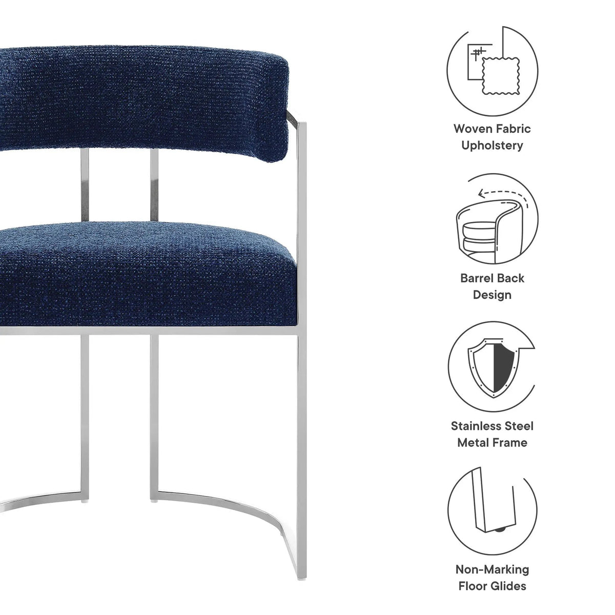 Huron Curved Back Fabric and Metal Dining Accent Chair by HouseOfZazla