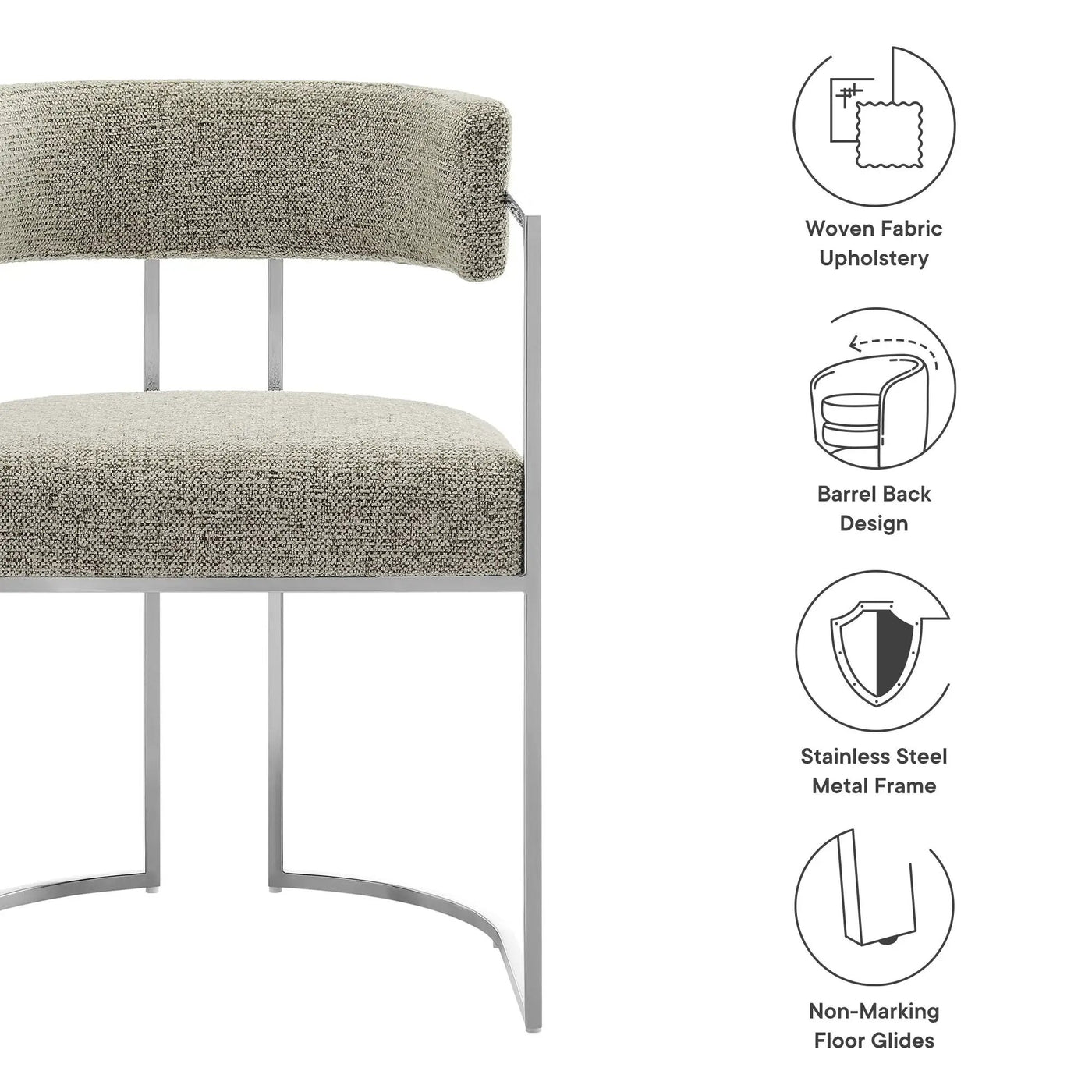 Huron Curved Back Fabric and Metal Dining Accent Chair by HouseOfZazla