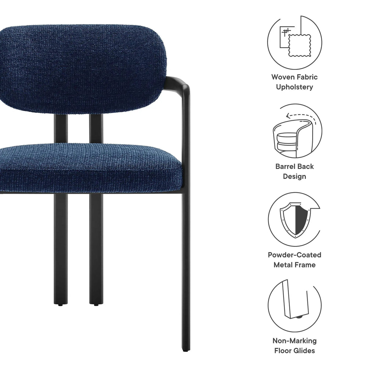 Elio Barrel Fabric and Metal Dining Chair by Modway by HouseOfZazla