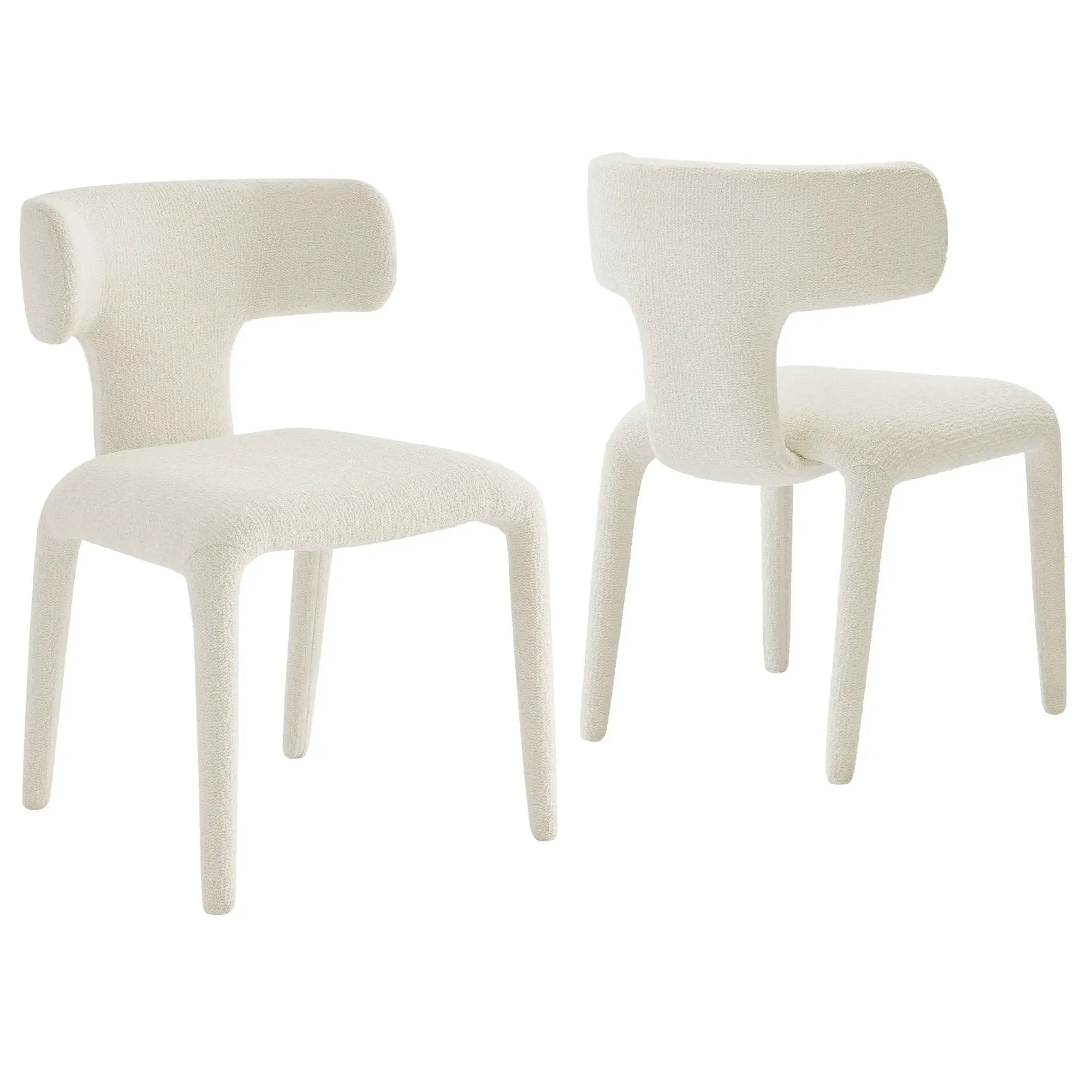 Stellan Curved Back Boucle Upholstered Dining Chair Set of 2 by HouseOfZazla
