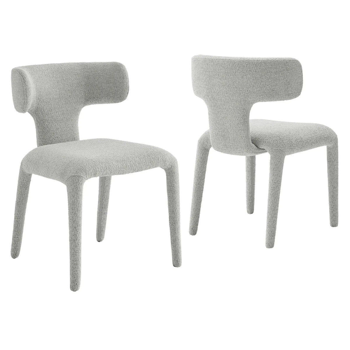 Stellan Curved Back Boucle Upholstered Dining Chair Set of 2 by HouseOfZazla