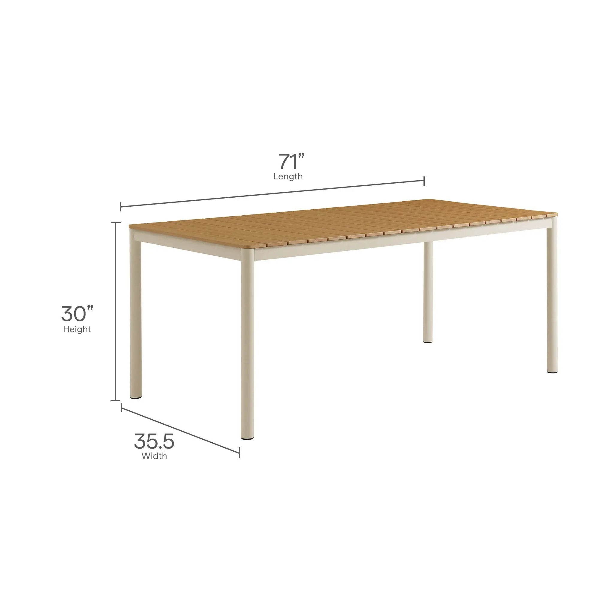 Finn 71" Outdoor Patio Aluminum Dining Table with Faux Wood Top by HouseOfZazla