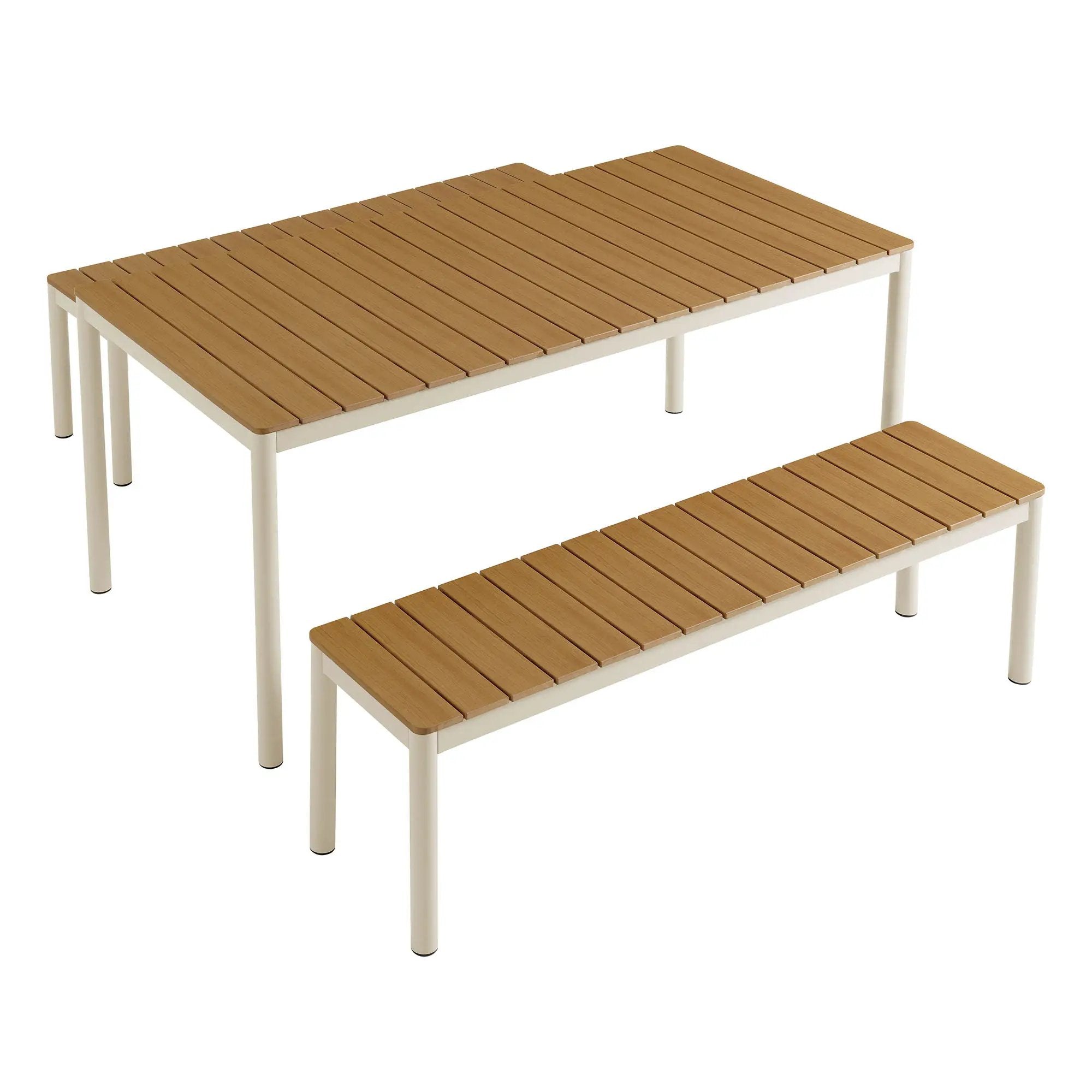 Finn Outdoor Patio Aluminum Faux Wood Dining Set with Benches by Modway by HouseOfZazla