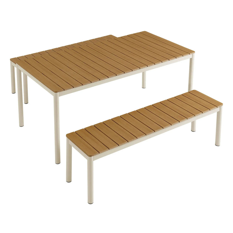 Finn Outdoor Patio Aluminum Faux Wood Dining Set with Benches by Modway by HouseOfZazla