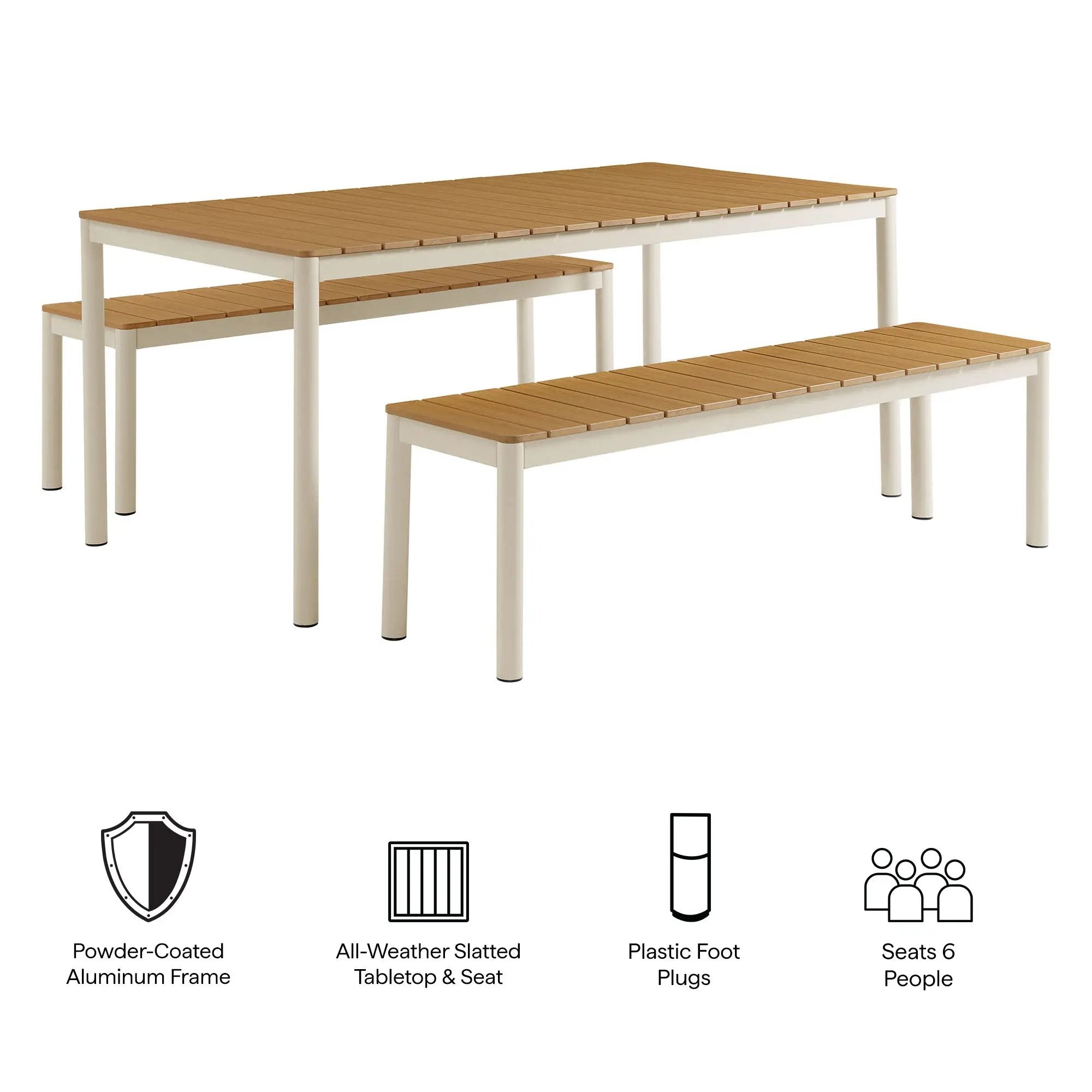 Finn Outdoor Patio Aluminum Faux Wood Dining Set with Benches by Modway by HouseOfZazla