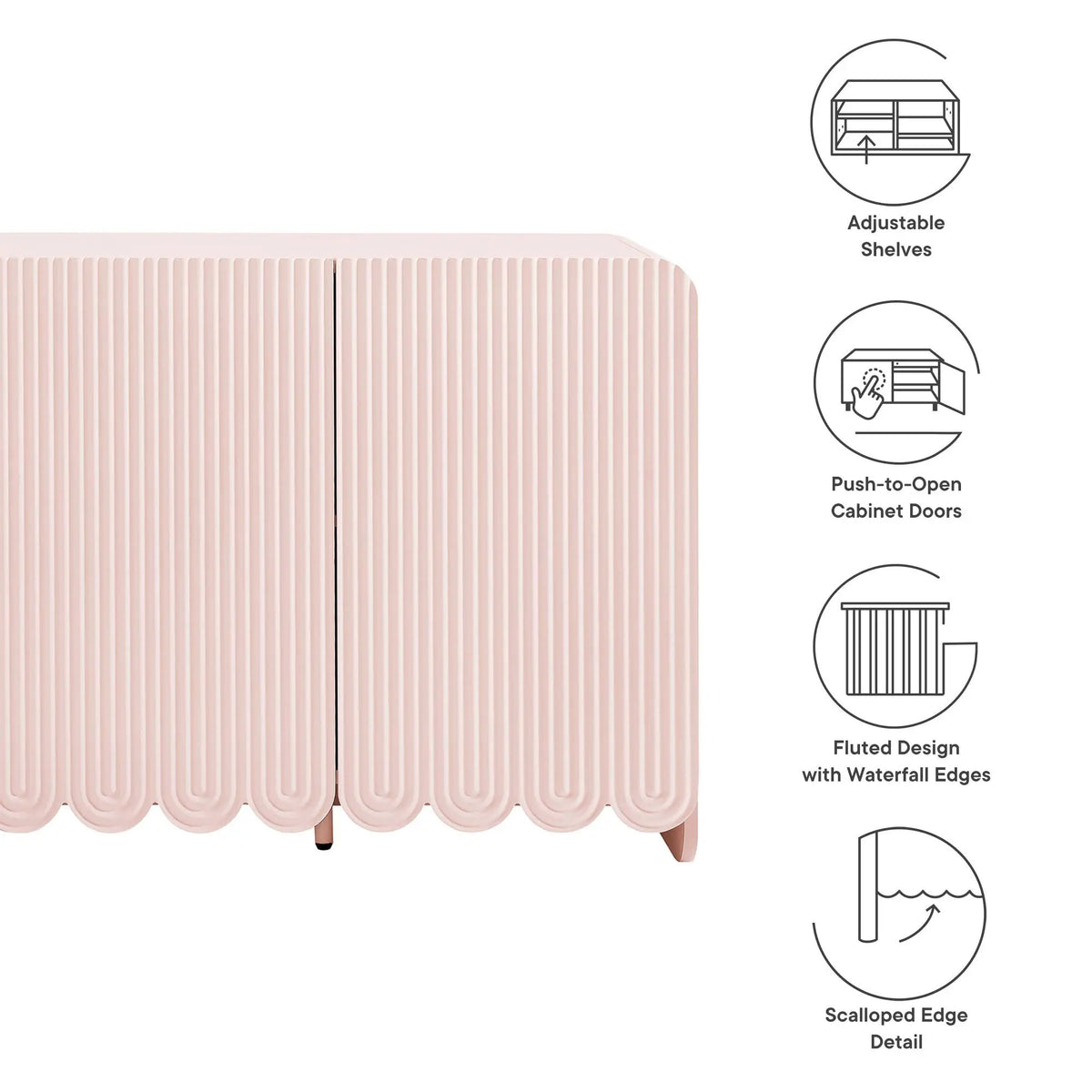 Dahlia Fluted and Scalloped Sideboard Storage Cabinet by HouseOfZazla
