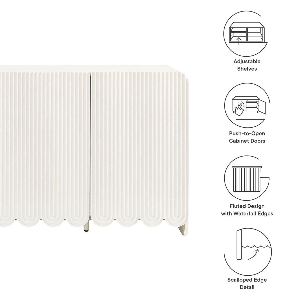 Dahlia Fluted and Scalloped Sideboard Storage Cabinet by HouseOfZazla