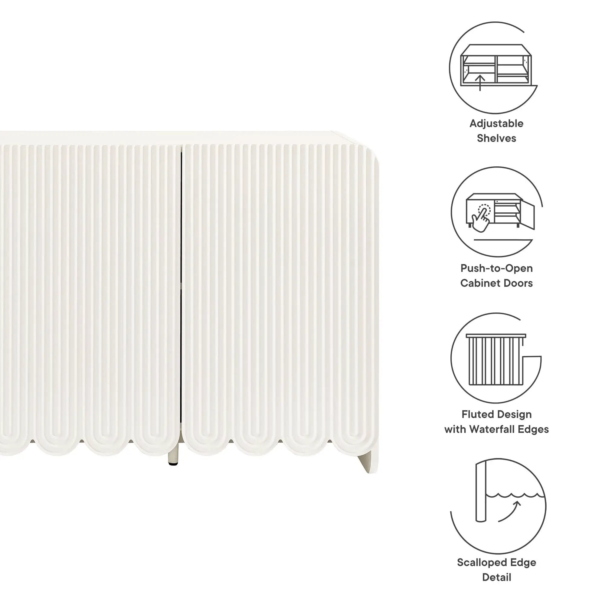 Dahlia Fluted and Scalloped Sideboard Storage Cabinet by HouseOfZazla