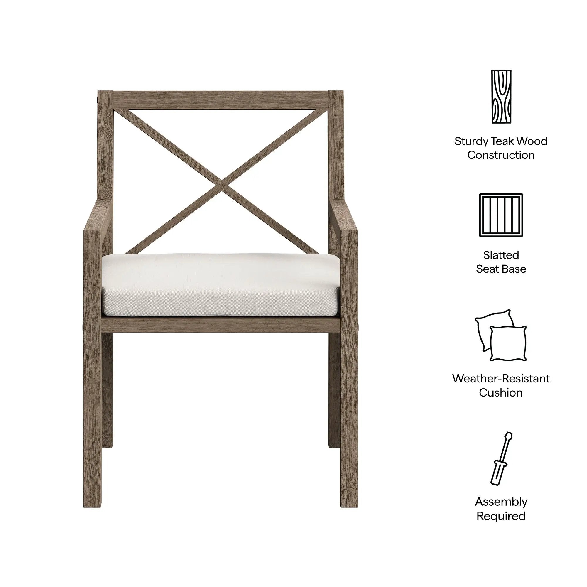 Northlake Outdoor Patio Teak Dining Armchair by HouseOfZazla