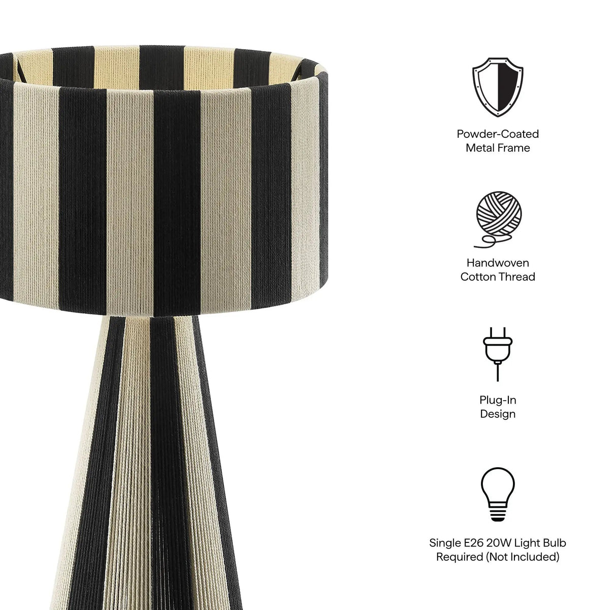 Renae Handwoven Cotton Thread Striped Table Lamp by Modway by HouseOfZazla