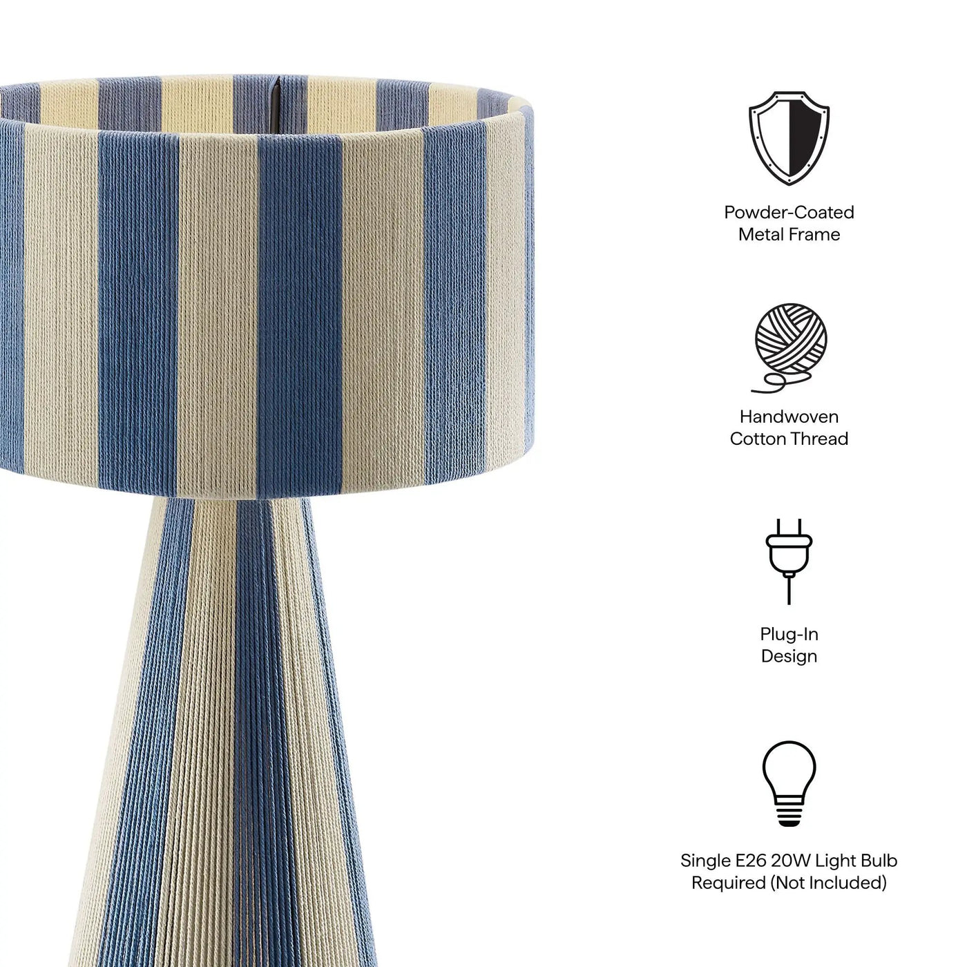 Renae Handwoven Cotton Thread Striped Table Lamp by Modway by HouseOfZazla