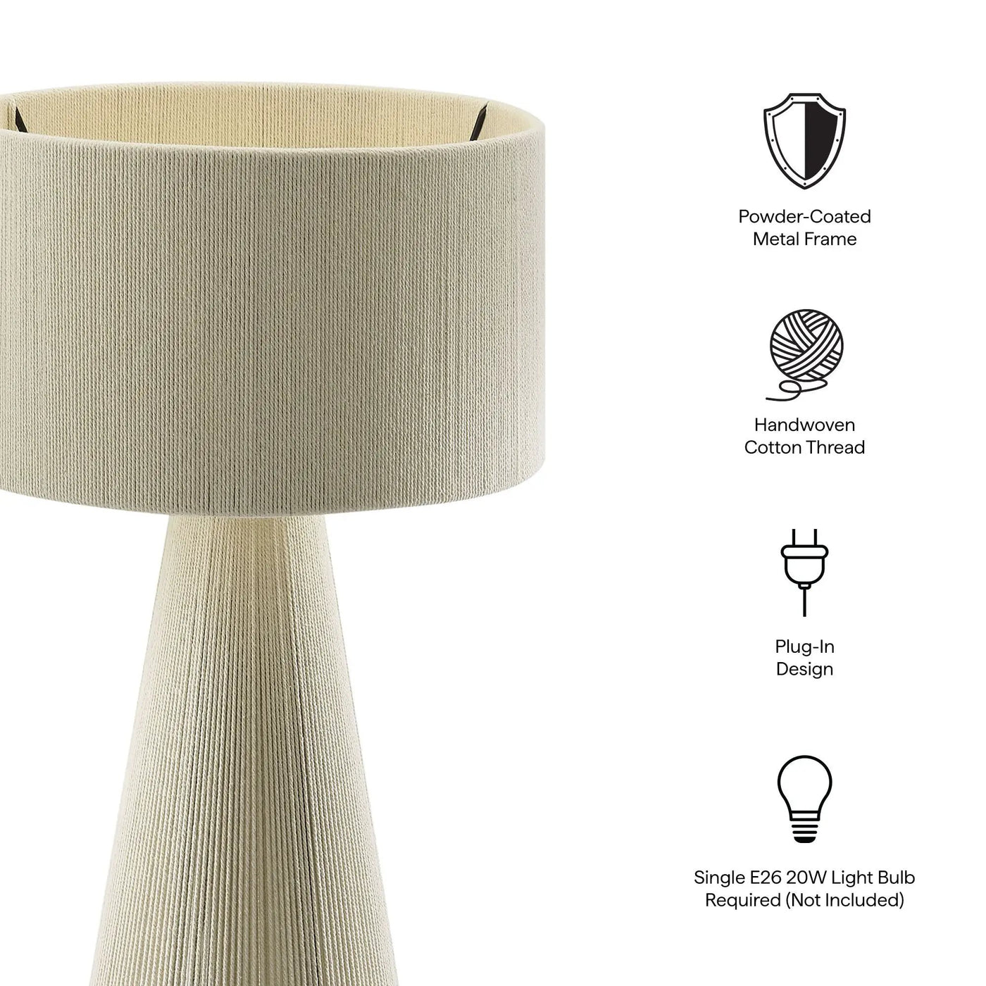 Gia Handwoven Cotton Thread Table Lamp by Modway by HouseOfZazla
