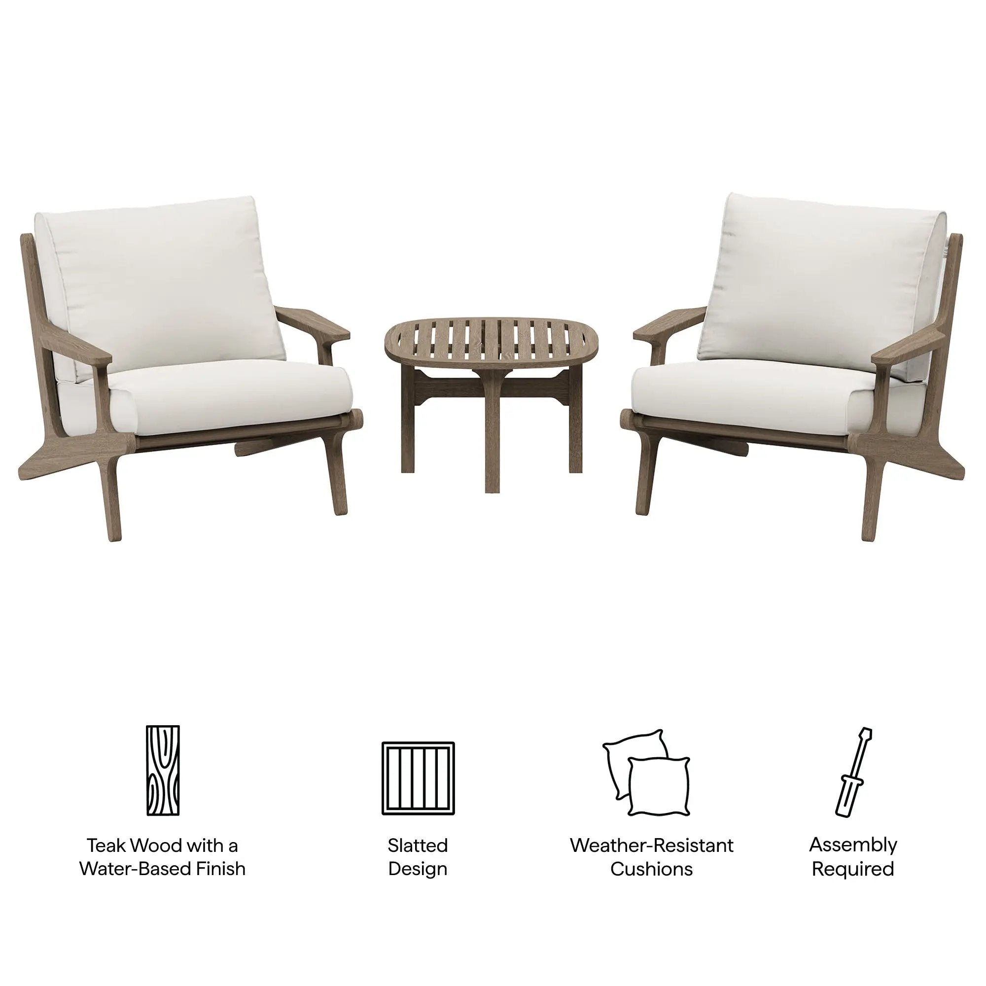 Saratoga 3-Piece Outdoor Patio Teak Wood Furniture Set by HouseOfZazla
