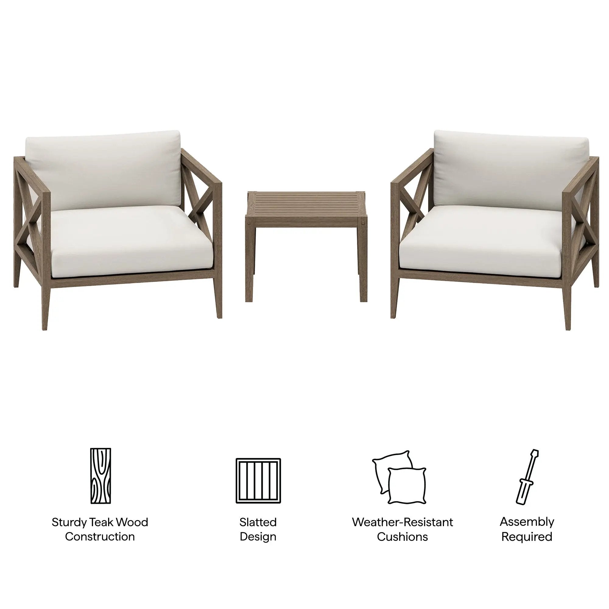 Northlake 3-Piece Outdoor Patio Teak Wood Furniture Set by HouseOfZazla