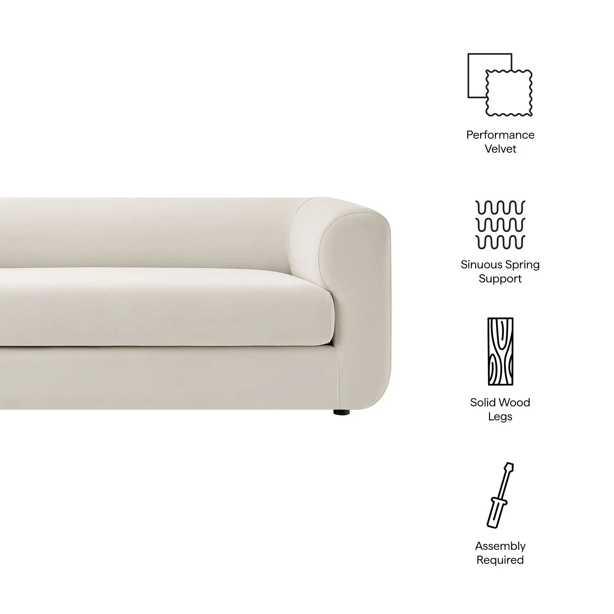 Leif 89" Performance Velvet Upholstered Sofa by Modway by HouseOfZazla