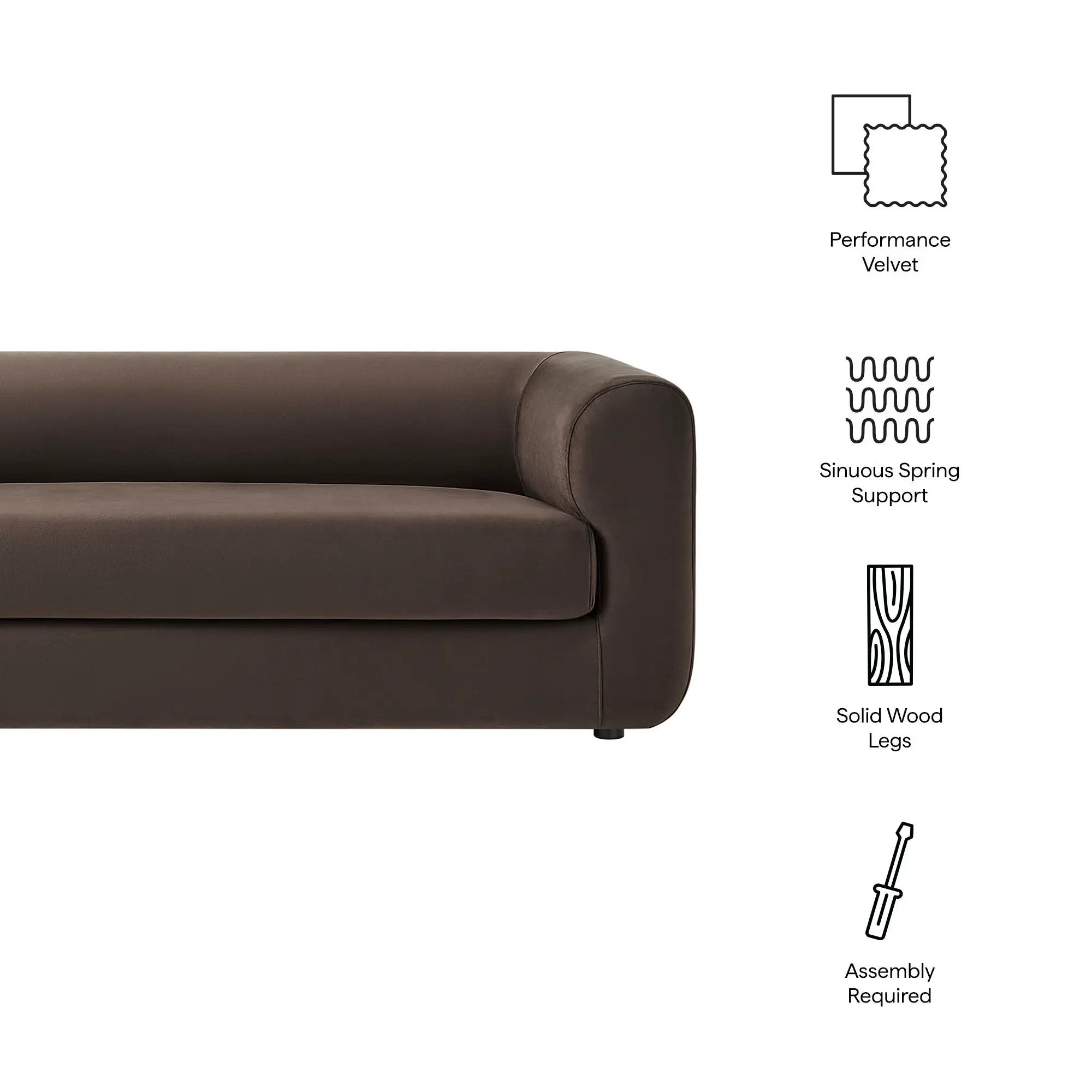 Leif 89" Performance Velvet Upholstered Sofa by Modway by HouseOfZazla