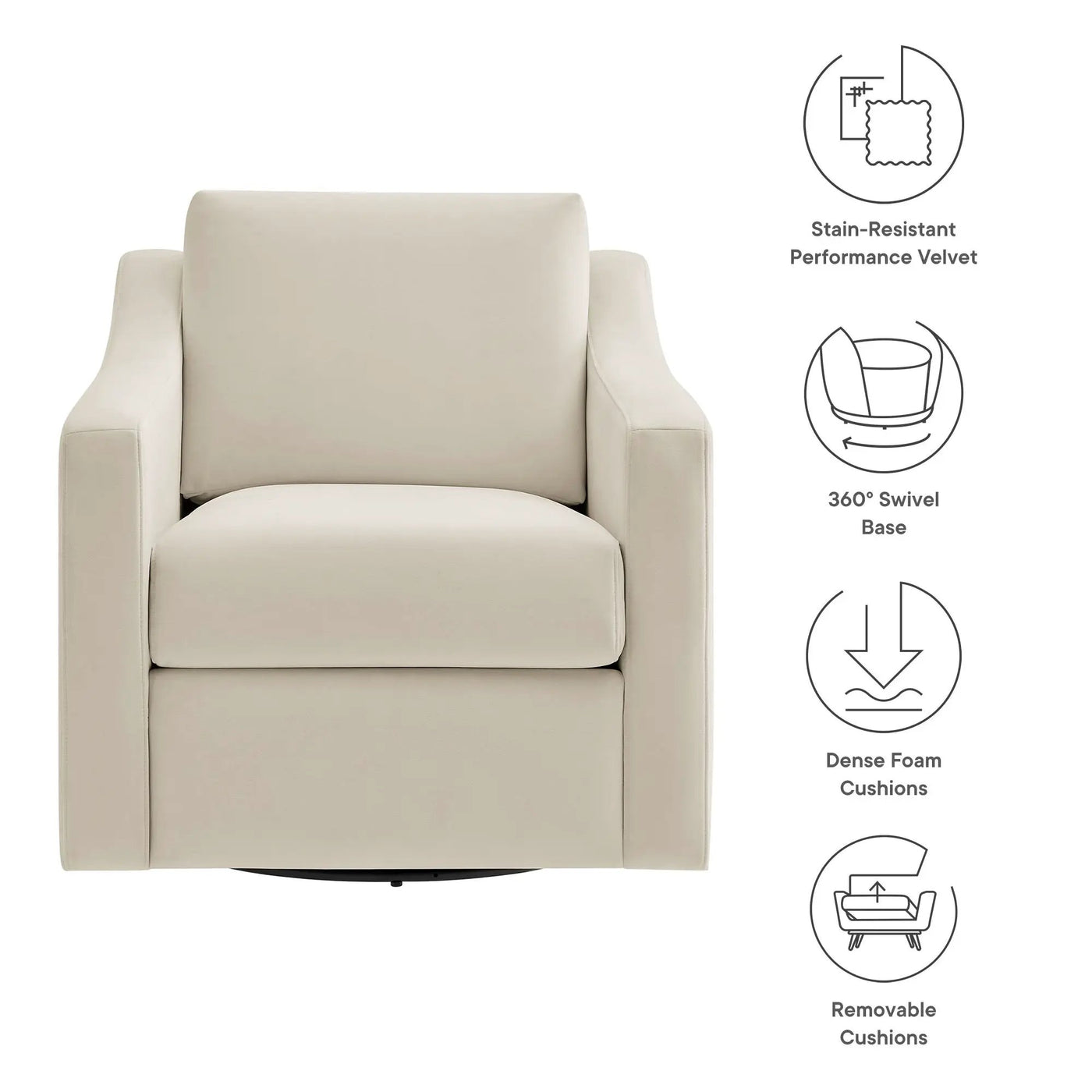 Liora Performance Velvet Swivel Armchair by Modway by HouseOfZazla