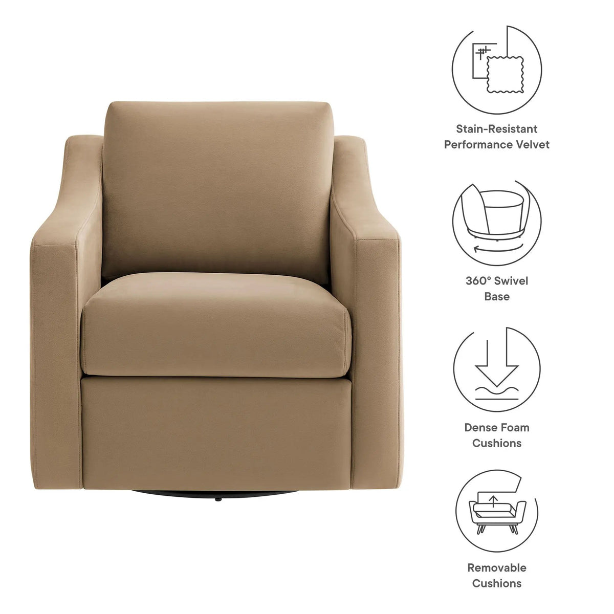 Liora Performance Velvet Swivel Armchair by Modway by HouseOfZazla