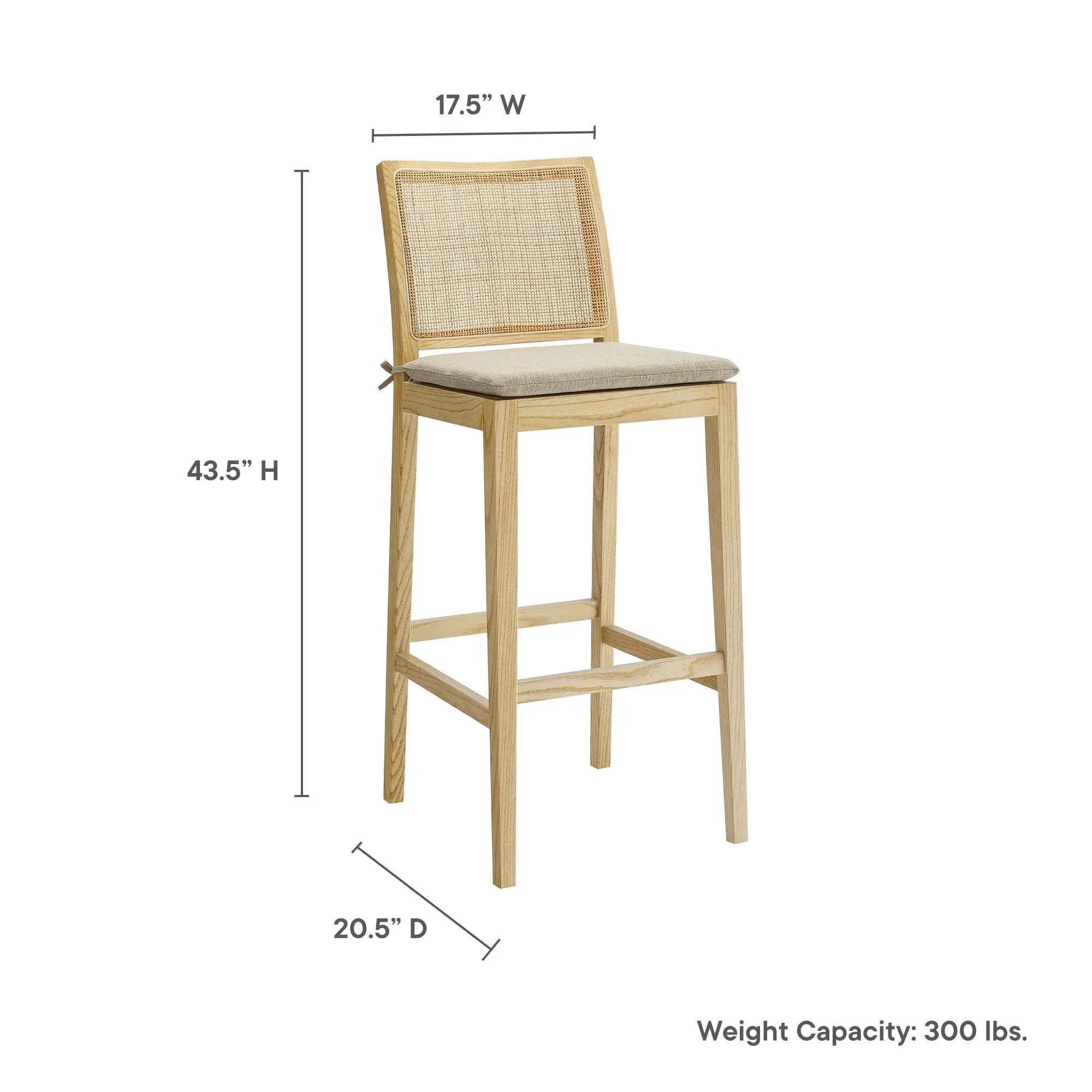 Ovard Wood and Rattan Bar Stool by Modway by HouseOfZazla