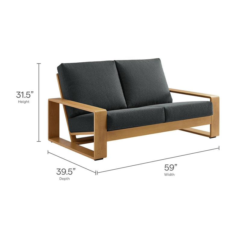 Lirienne Outdoor Patio Aluminum Faux Wood Loveseat by Modway by HouseOfZazla