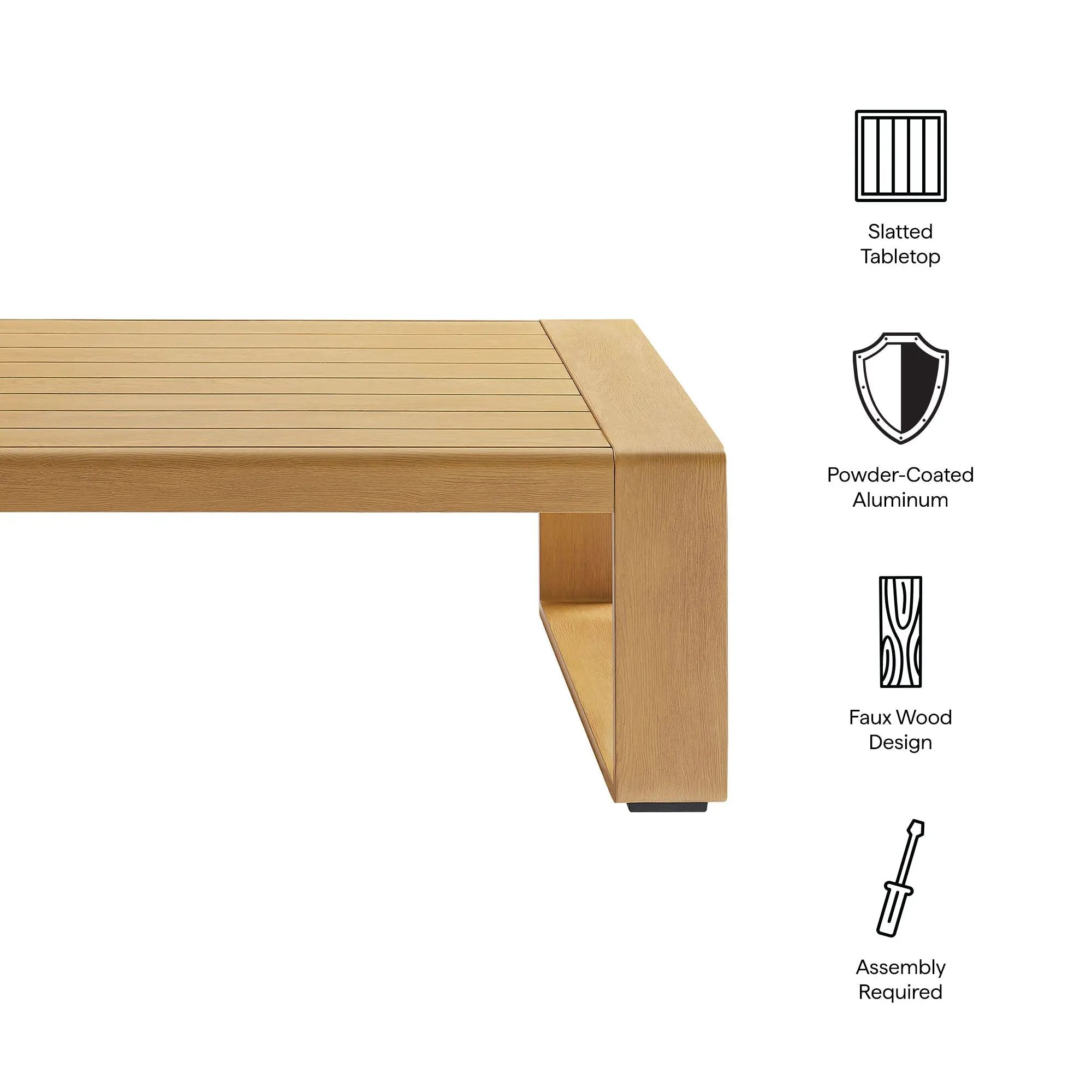 Lirienne Outdoor Patio Aluminum Faux Wood Coffee Table by Modway by HouseOfZazla