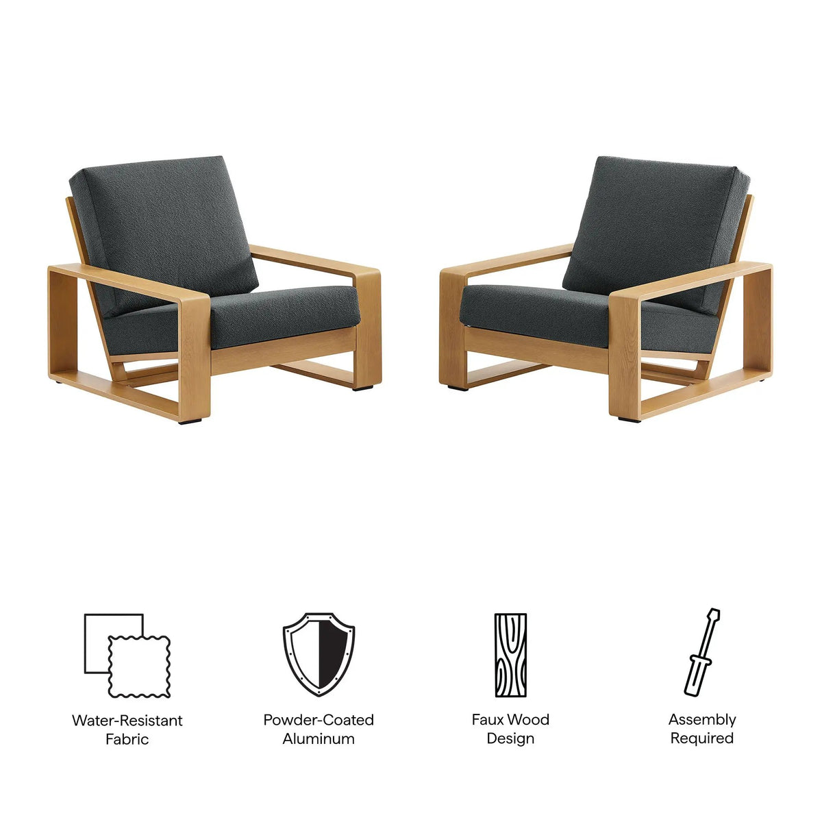 Lirienne Outdoor Patio Aluminum Faux Wood Armchairs Set of 2 by Modway by HouseOfZazla