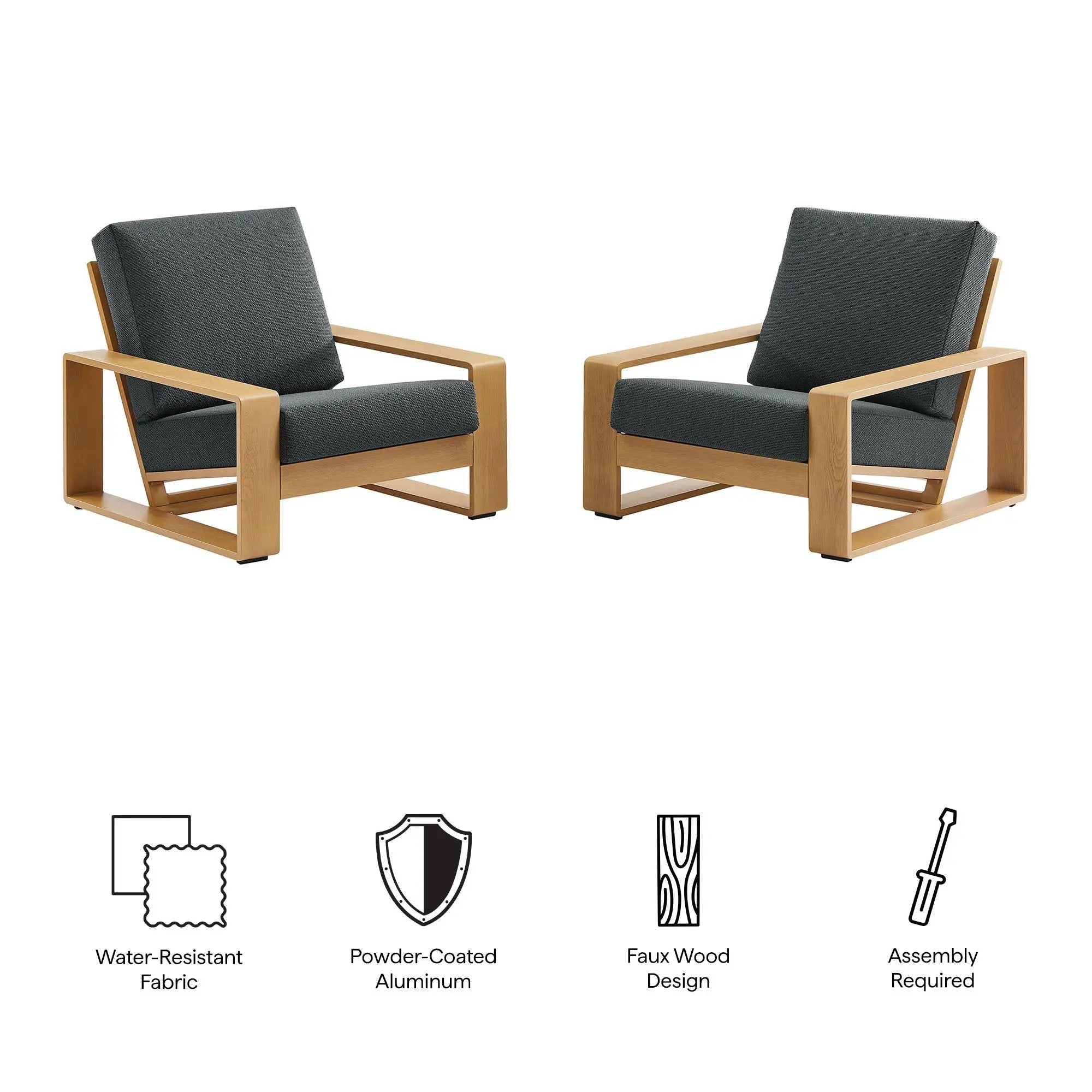 Lirienne Outdoor Patio Aluminum Faux Wood Armchairs Set of 2 by Modway by HouseOfZazla