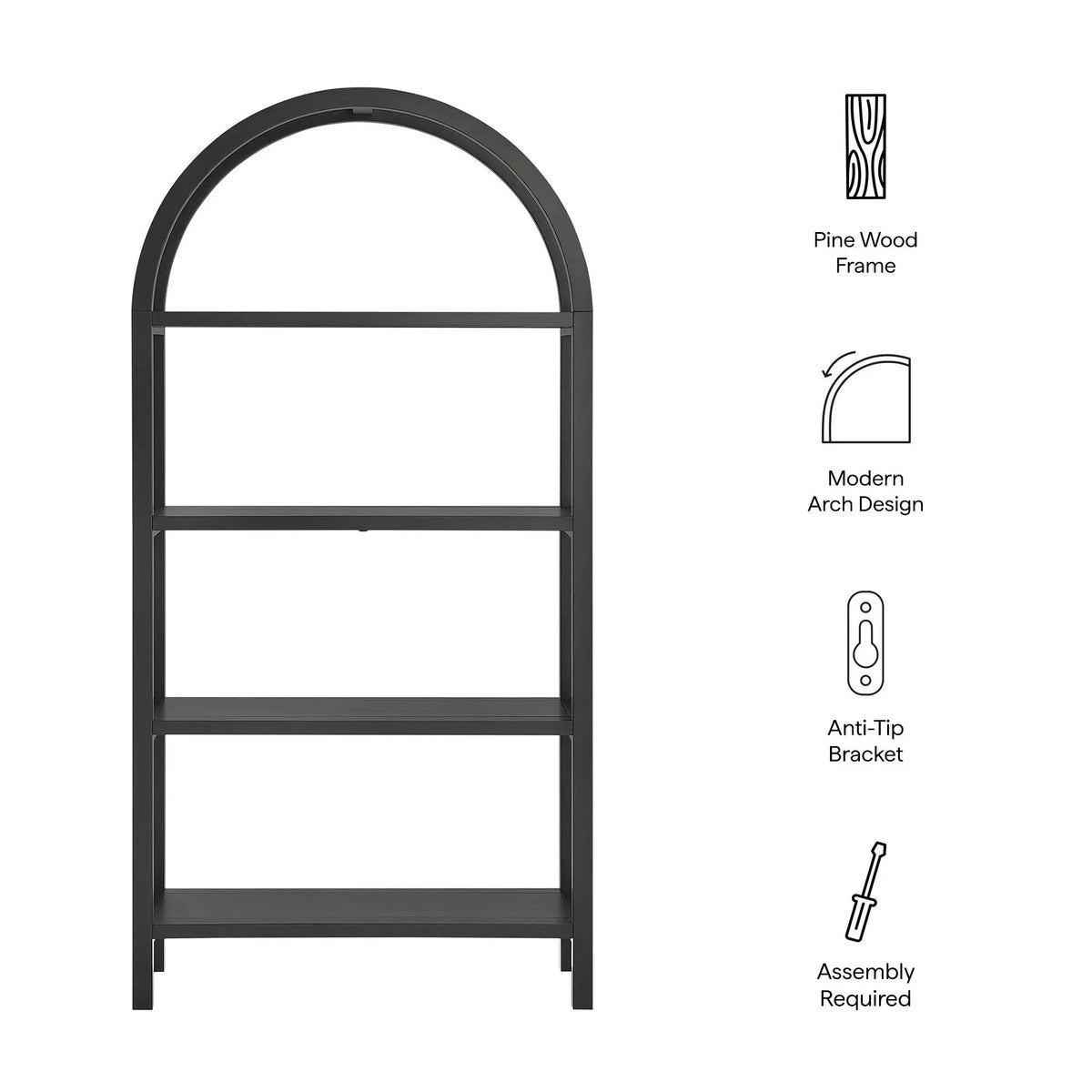 Vexley 72 Inch Large Arched Bookshelf by Modway by HouseOfZazla