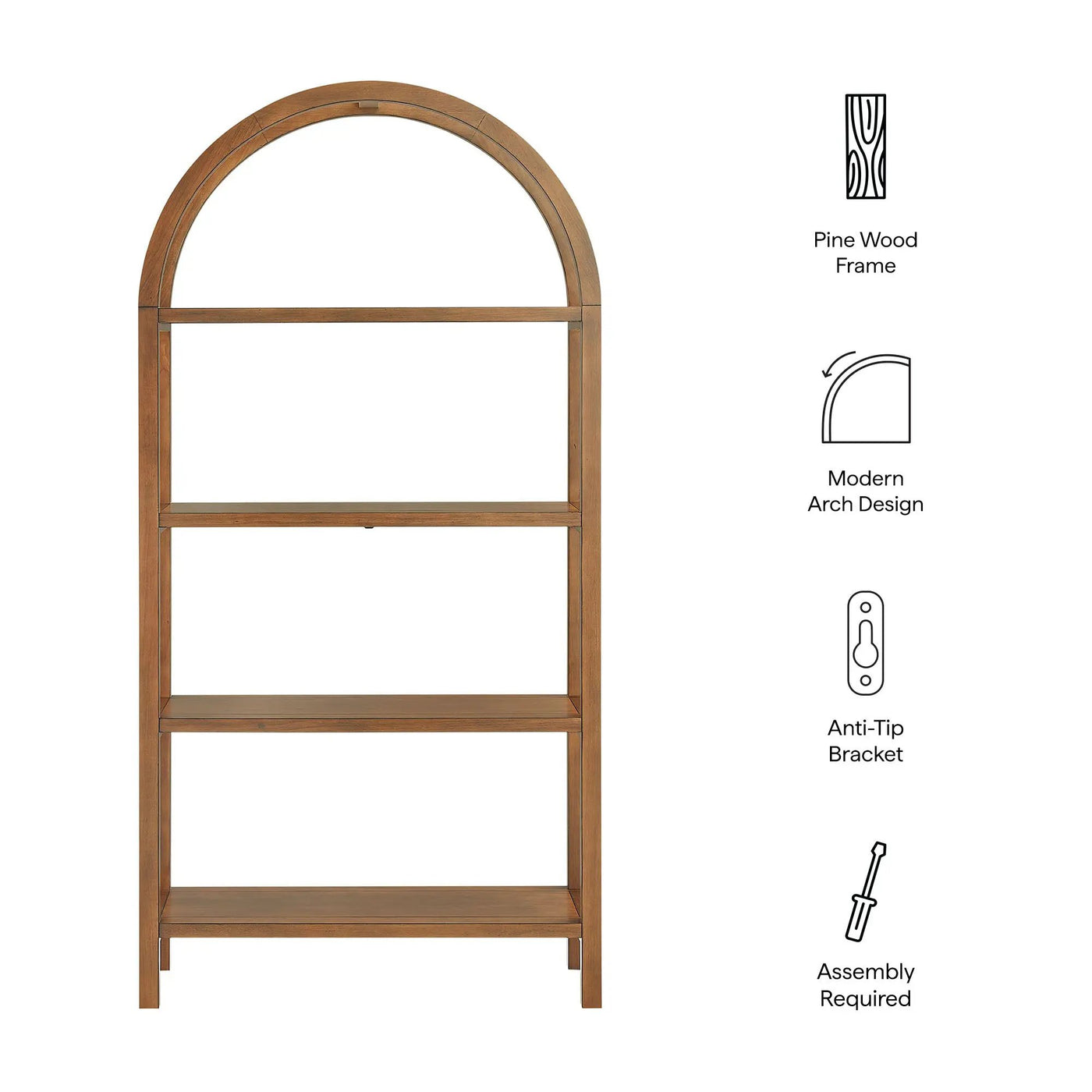 Vexley 72 Inch Large Arched Bookshelf by Modway by HouseOfZazla