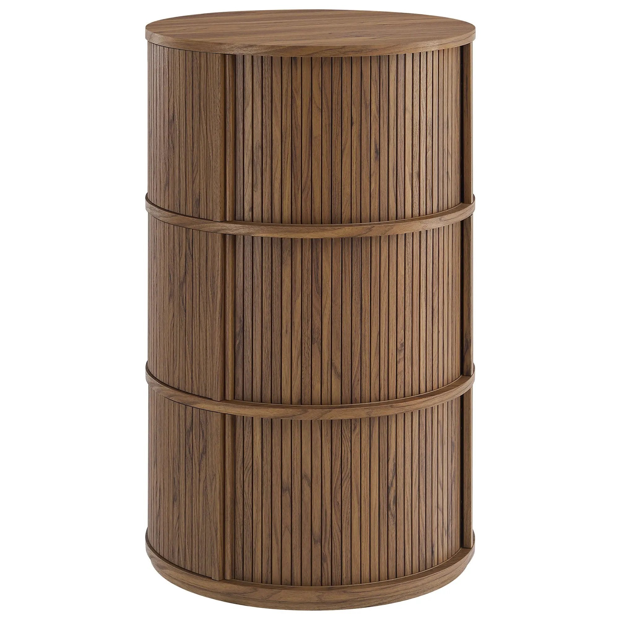Clement Round Pedestal Stand Storage Table with Sliding Tambour Doors by HouseOfZazla