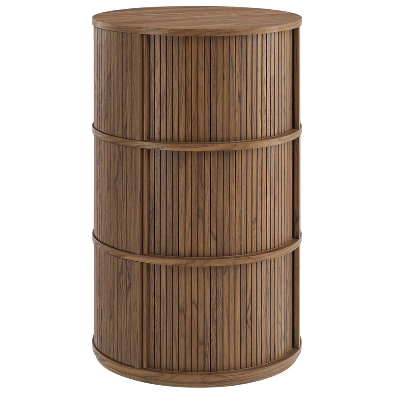 Clement Round Pedestal Stand Storage Table with Sliding Tambour Doors by HouseOfZazla