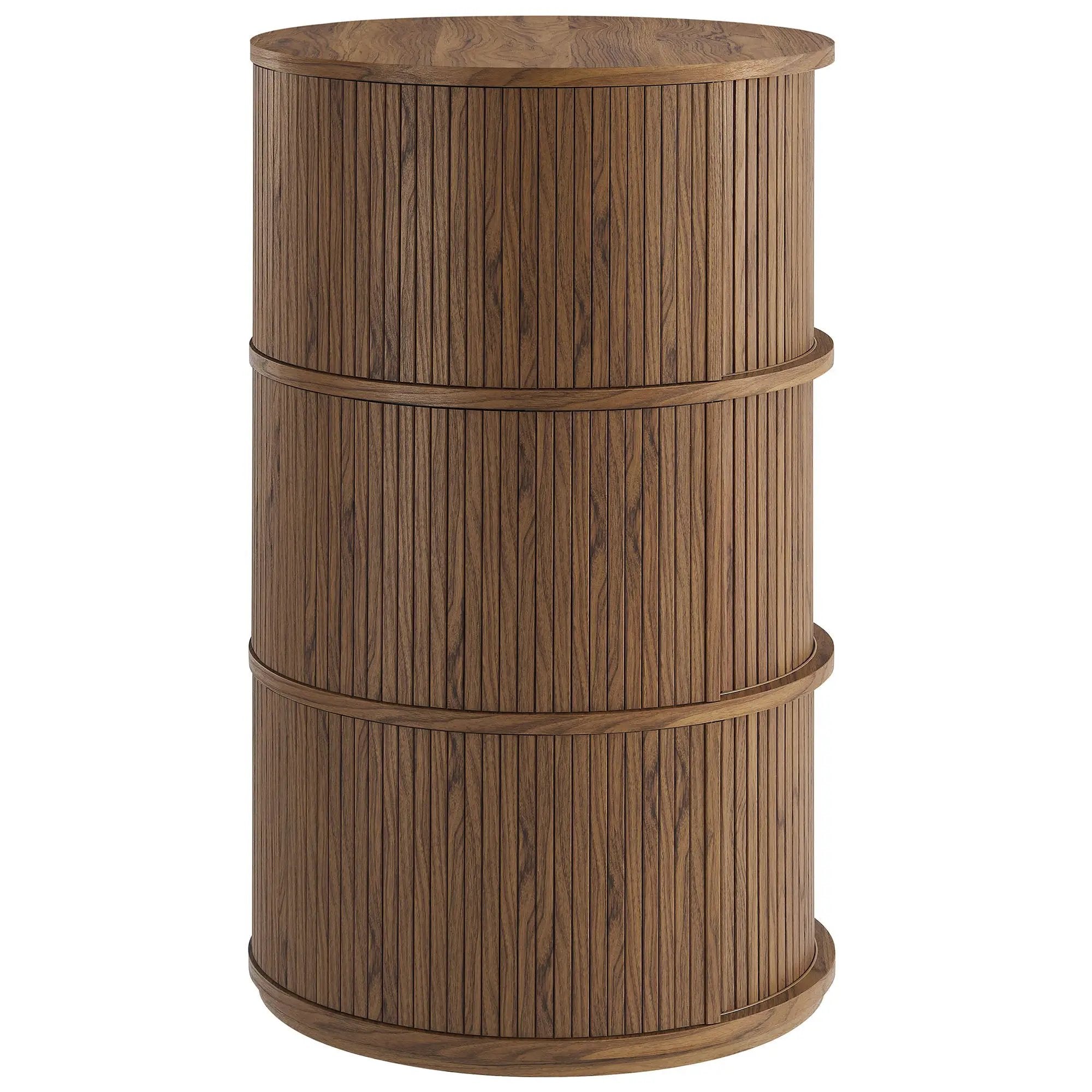 Clement Round Pedestal Stand Storage Table with Sliding Tambour Doors by HouseOfZazla