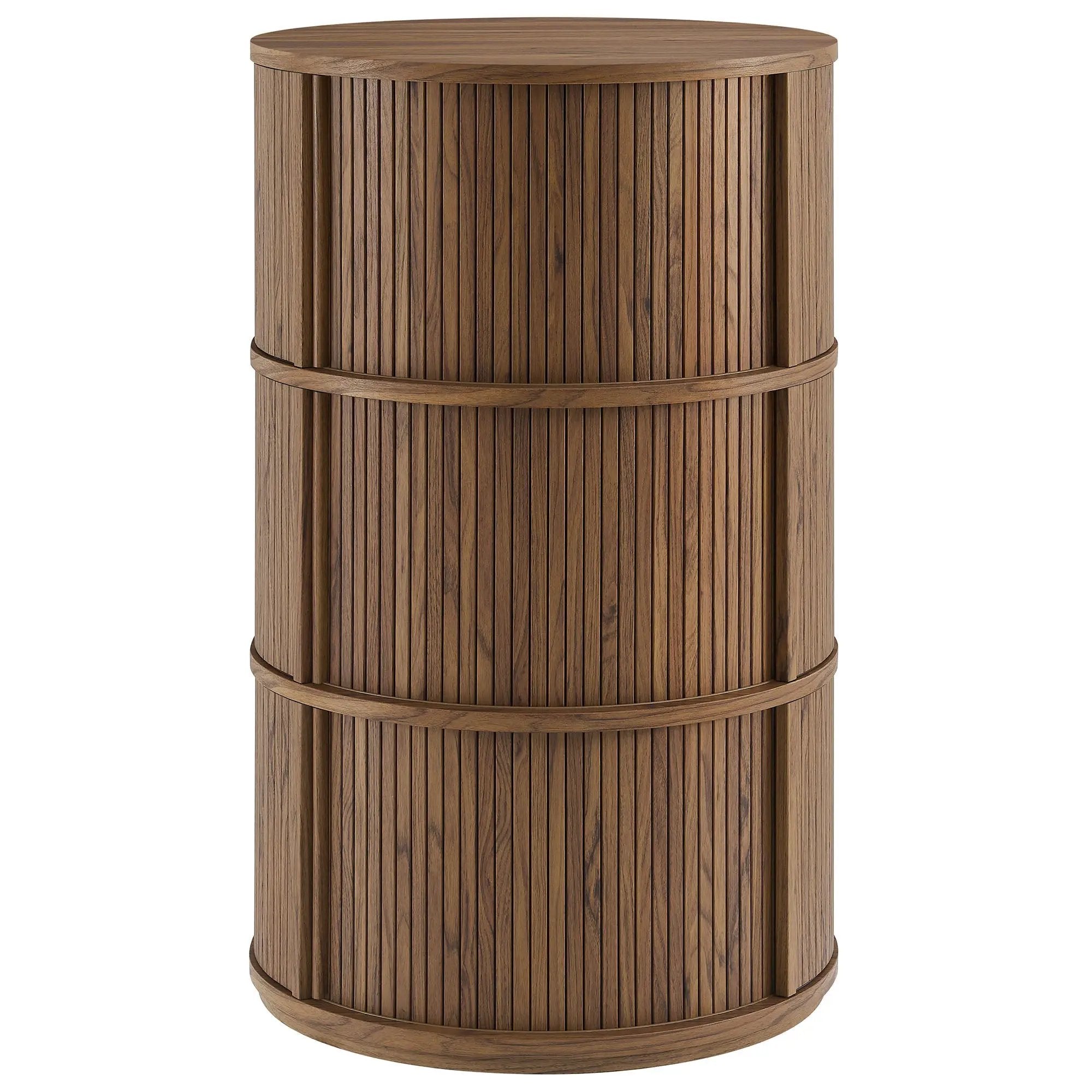 Clement Round Pedestal Stand Storage Table with Sliding Tambour Doors by HouseOfZazla