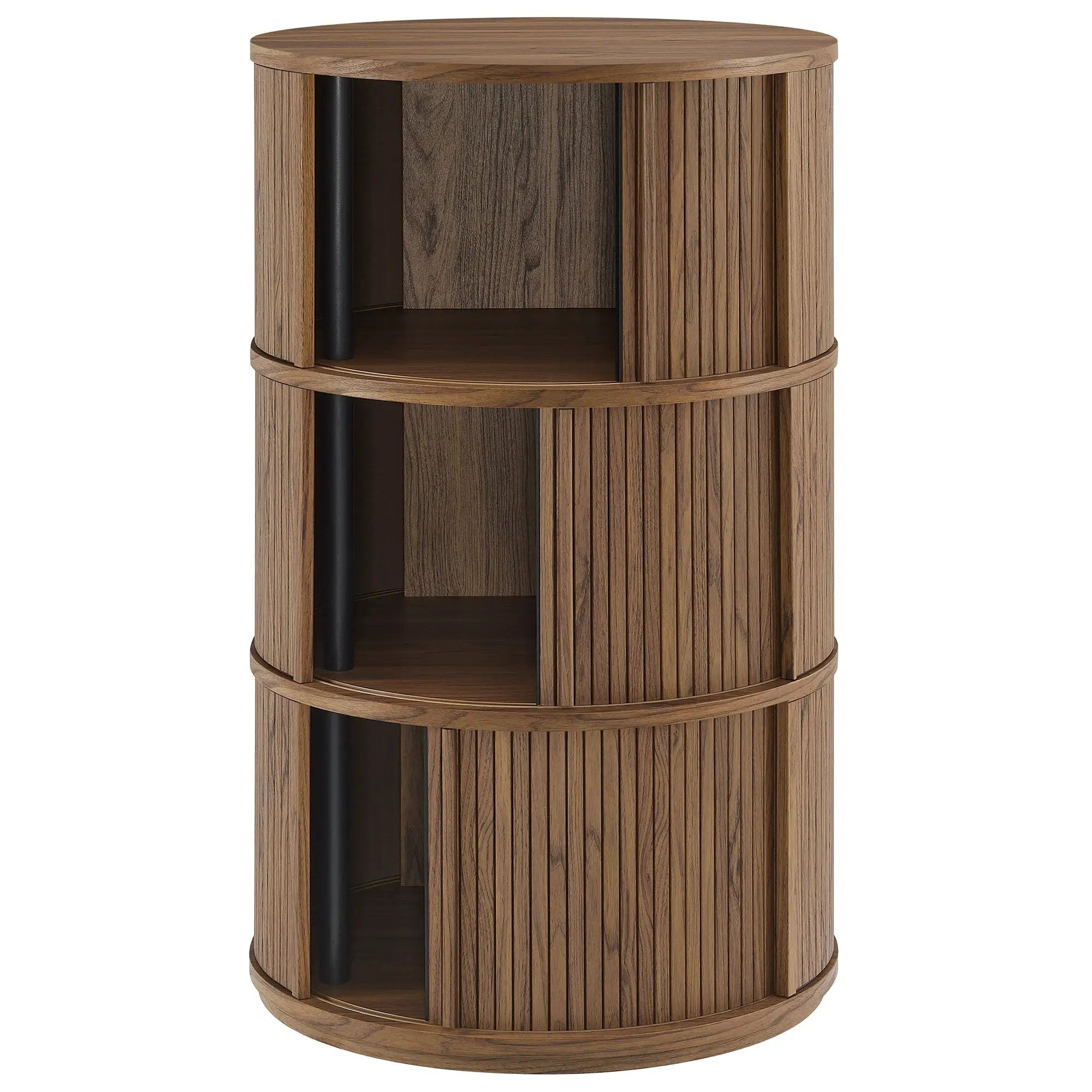 Clement Round Pedestal Stand Storage Table with Sliding Tambour Doors by HouseOfZazla