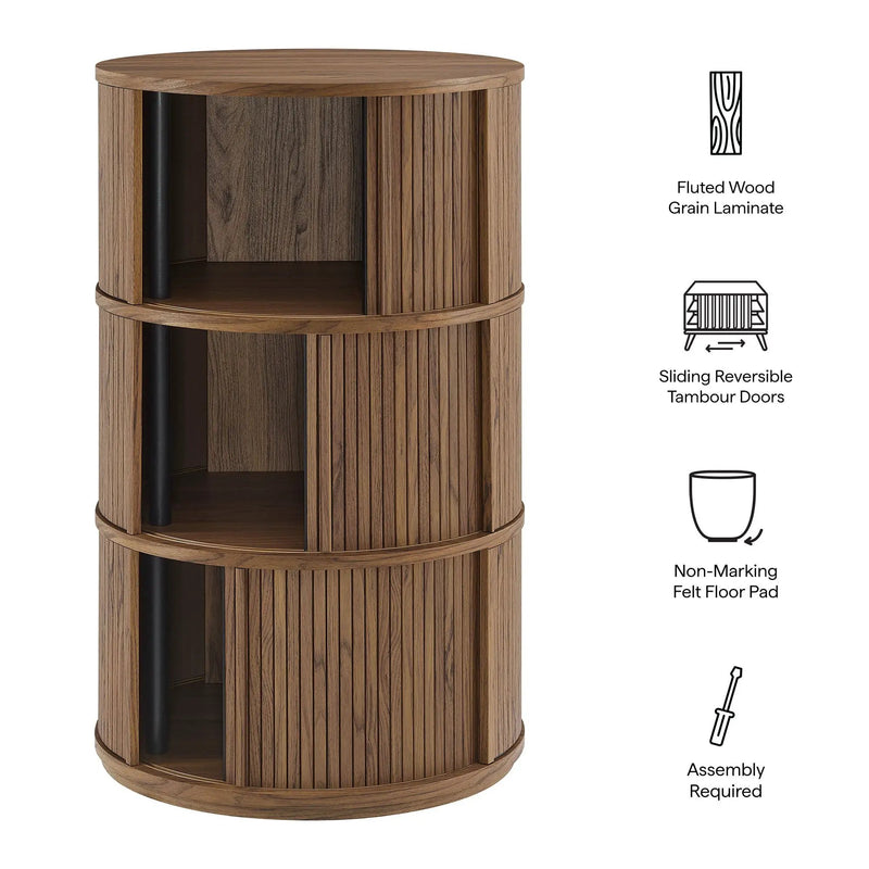 Clement Round Pedestal Stand Storage Table with Sliding Tambour Doors by HouseOfZazla