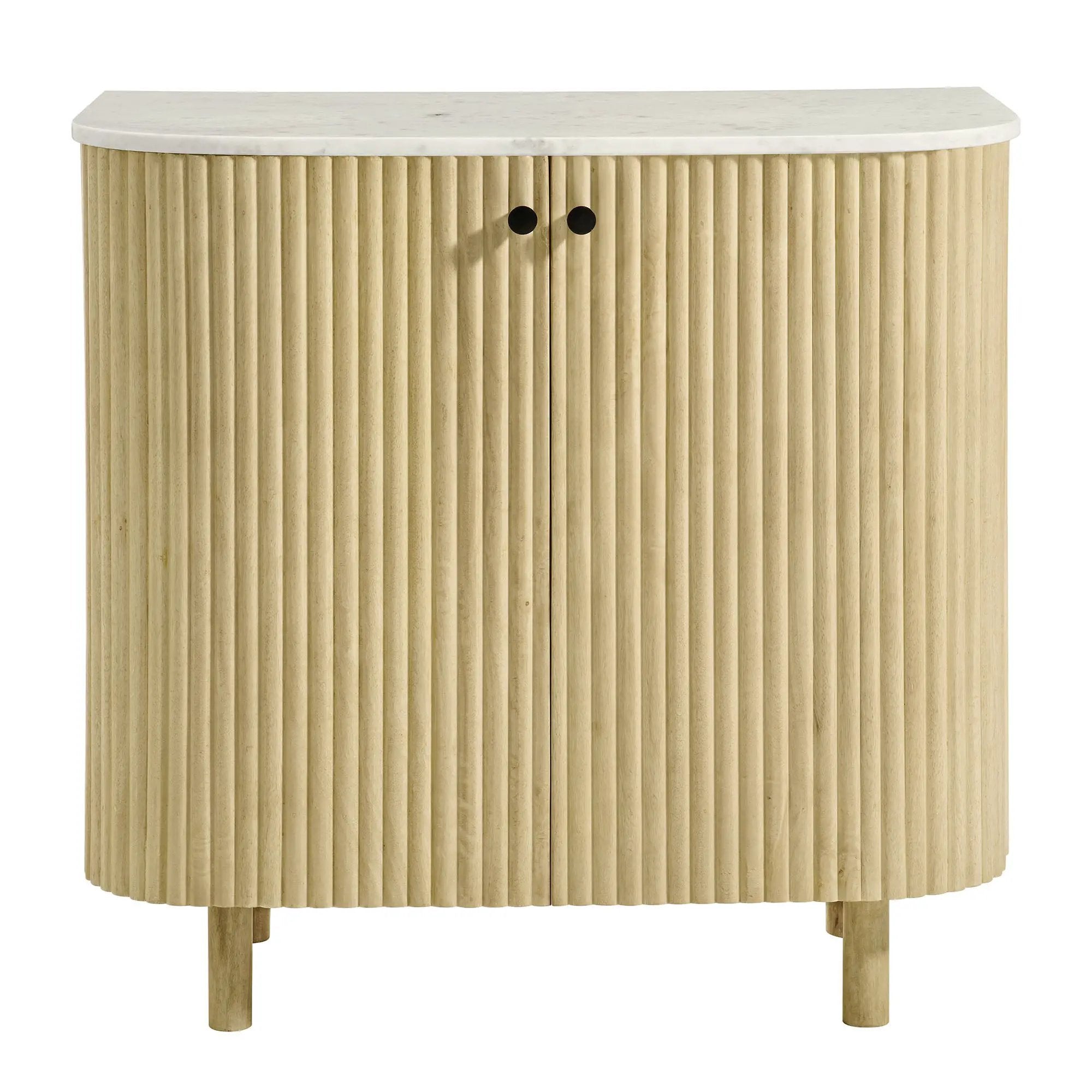 Caldera 33" Curved Solid Wood and Marble Accent Storage Cabinet by HouseOfZazla