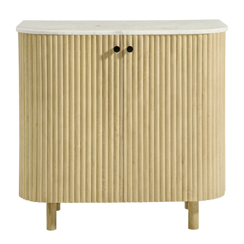 Caldera 33" Curved Solid Wood and Marble Accent Storage Cabinet by HouseOfZazla