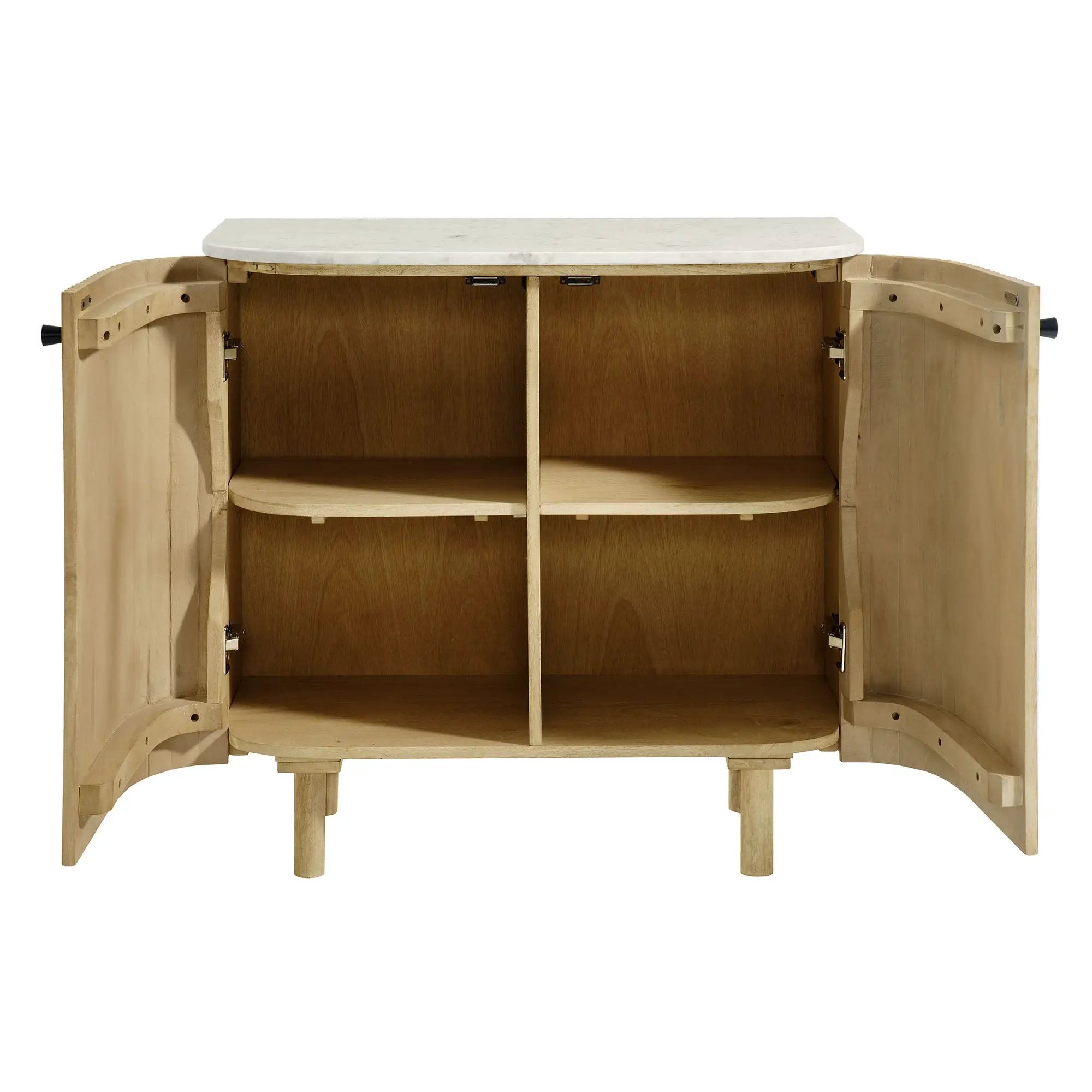 Caldera 33" Curved Solid Wood and Marble Accent Storage Cabinet by HouseOfZazla