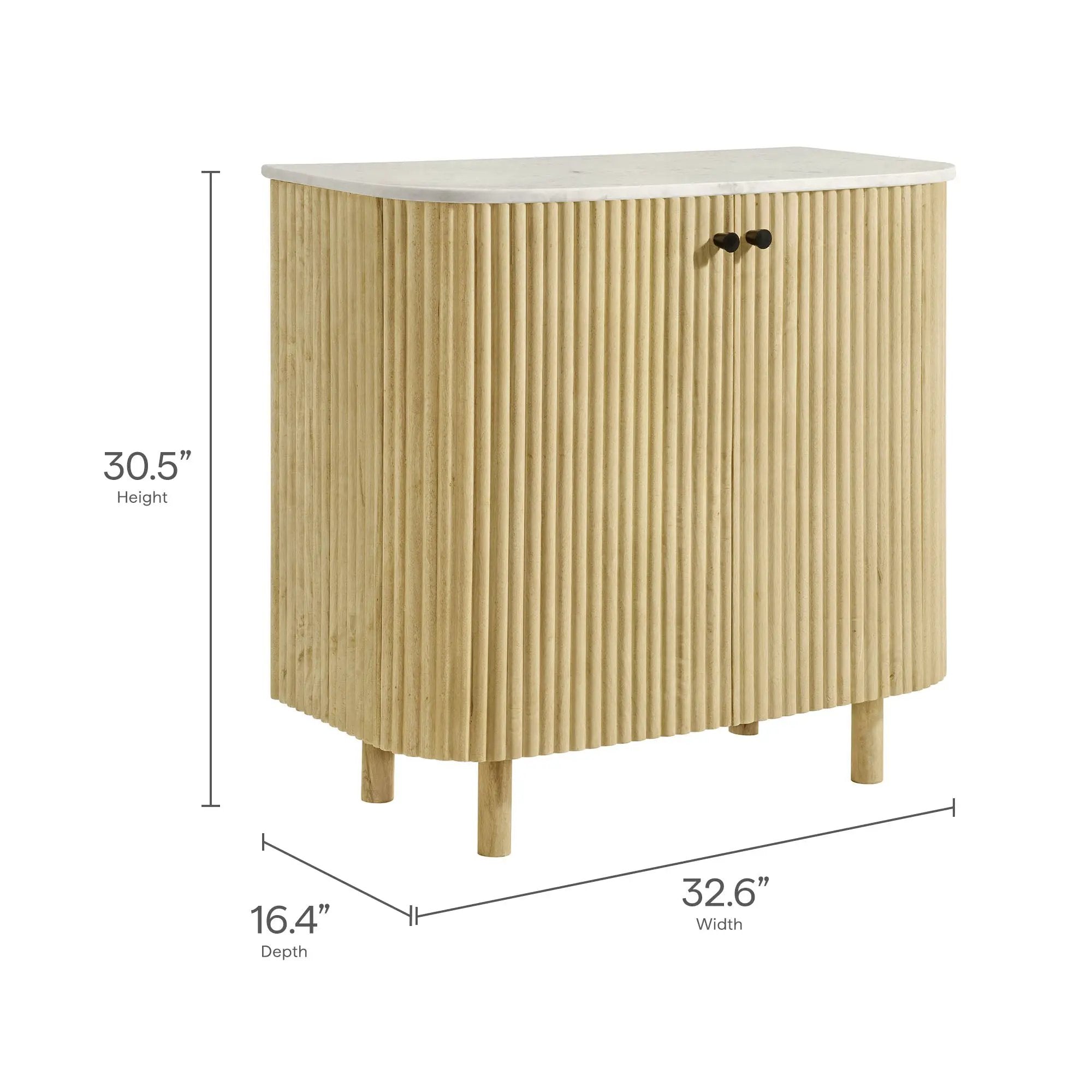 Caldera 33" Curved Solid Wood and Marble Accent Storage Cabinet by HouseOfZazla