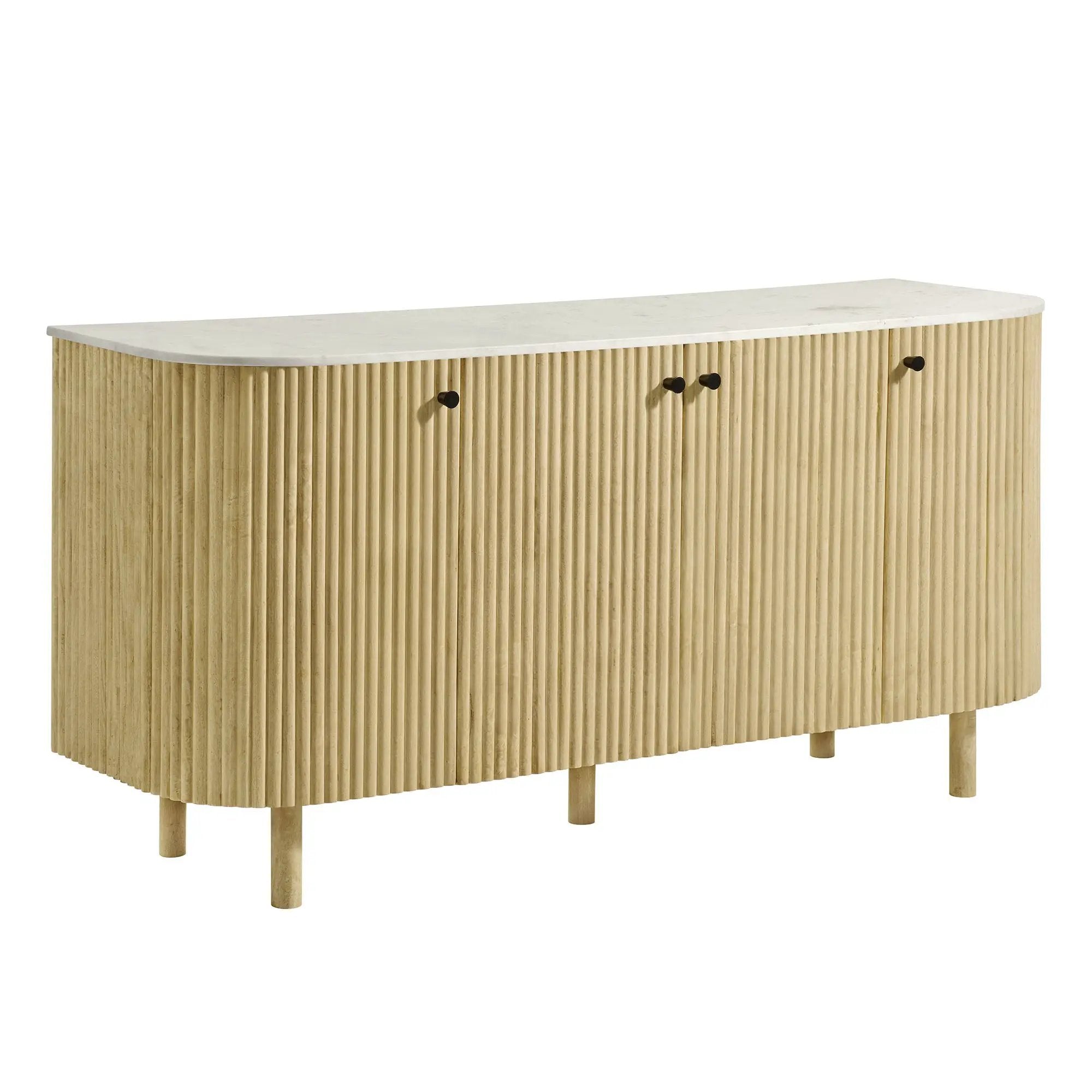 Caldera 60" Curved Solid Wood and Marble Sideboard Storage Cabinet by Modway by HouseOfZazla