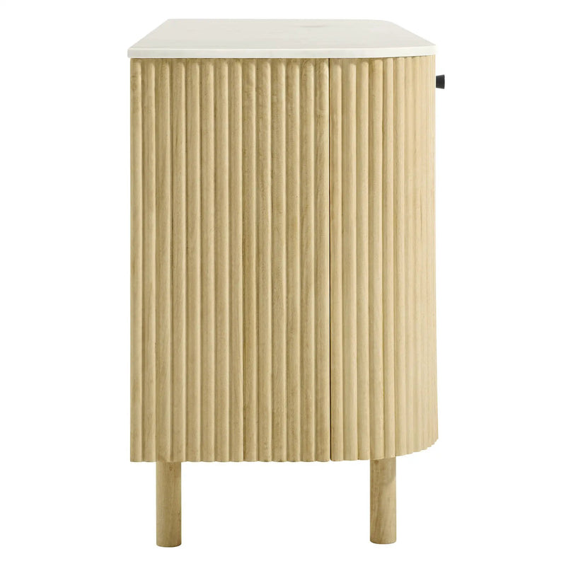 Caldera 60" Curved Solid Wood and Marble Sideboard Storage Cabinet by Modway by HouseOfZazla