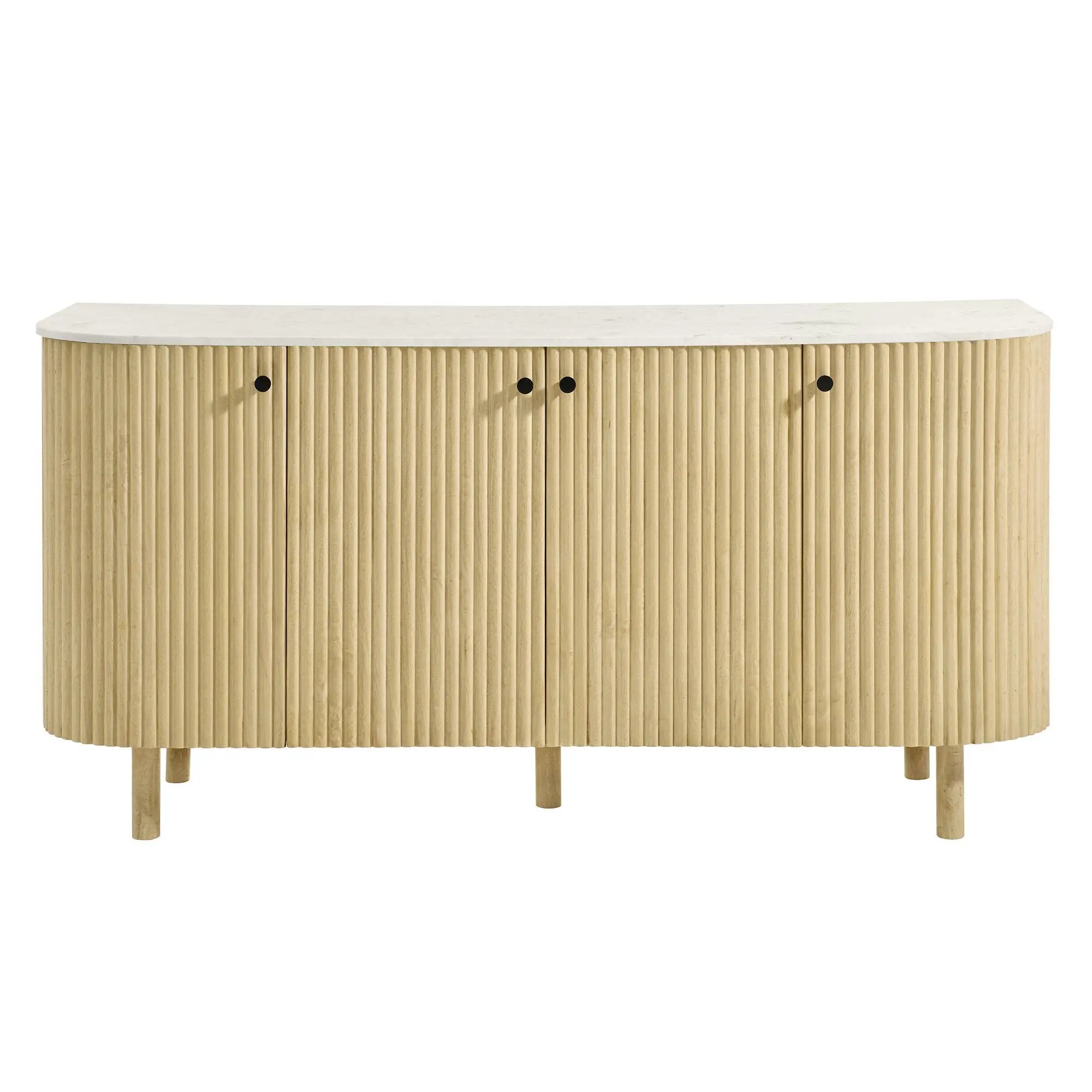 Caldera 60" Curved Solid Wood and Marble Sideboard Storage Cabinet by Modway by HouseOfZazla